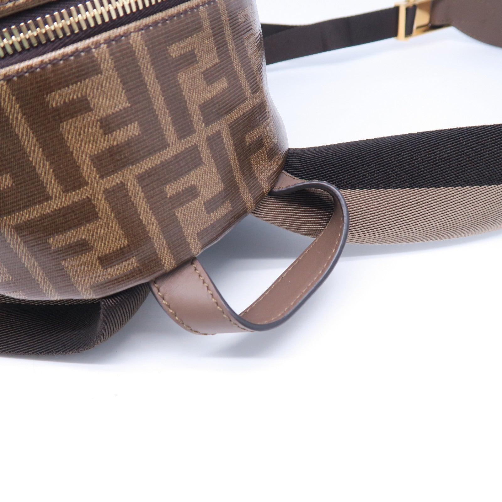 FENDI **【激減優惠】塗層帆布Backpack金扣背包啡色