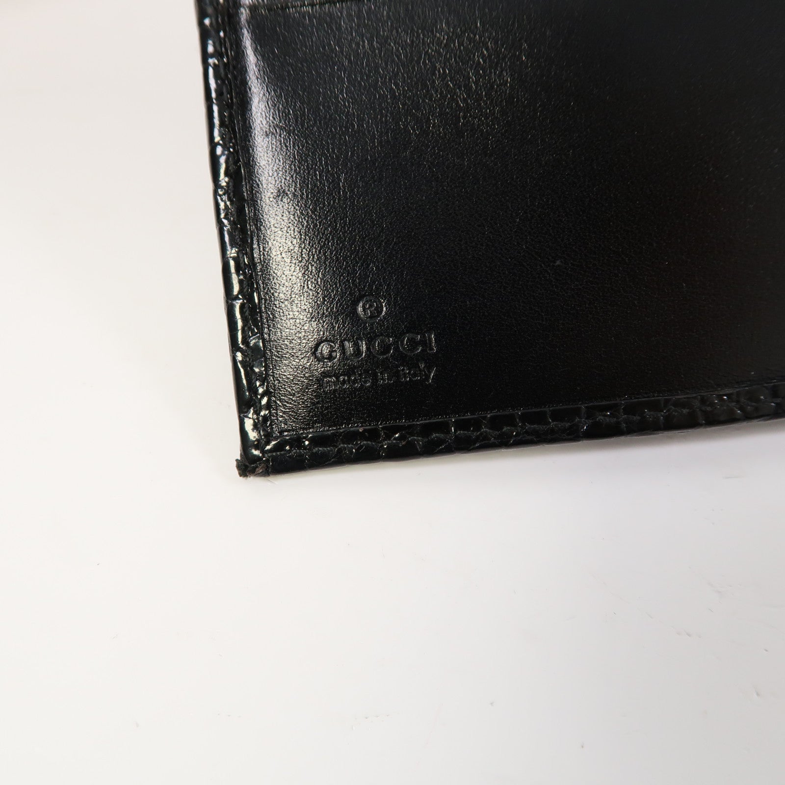 GUCCI 【激減優惠】鱷魚皮革Wallet錢包黑色