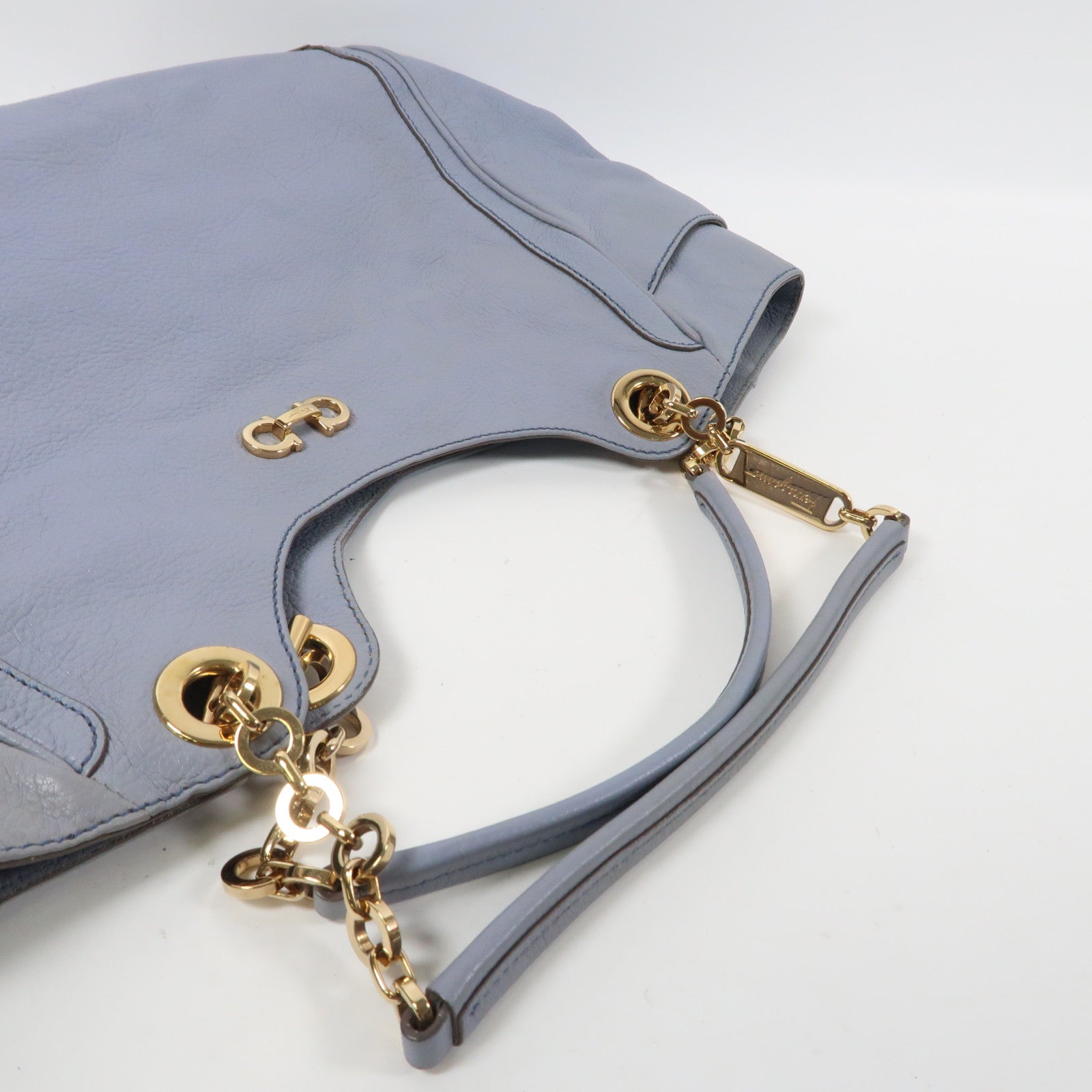 Salvatore Ferragamo 牛皮皮革Chain Shoulder Bag金扣肩背袋藍色