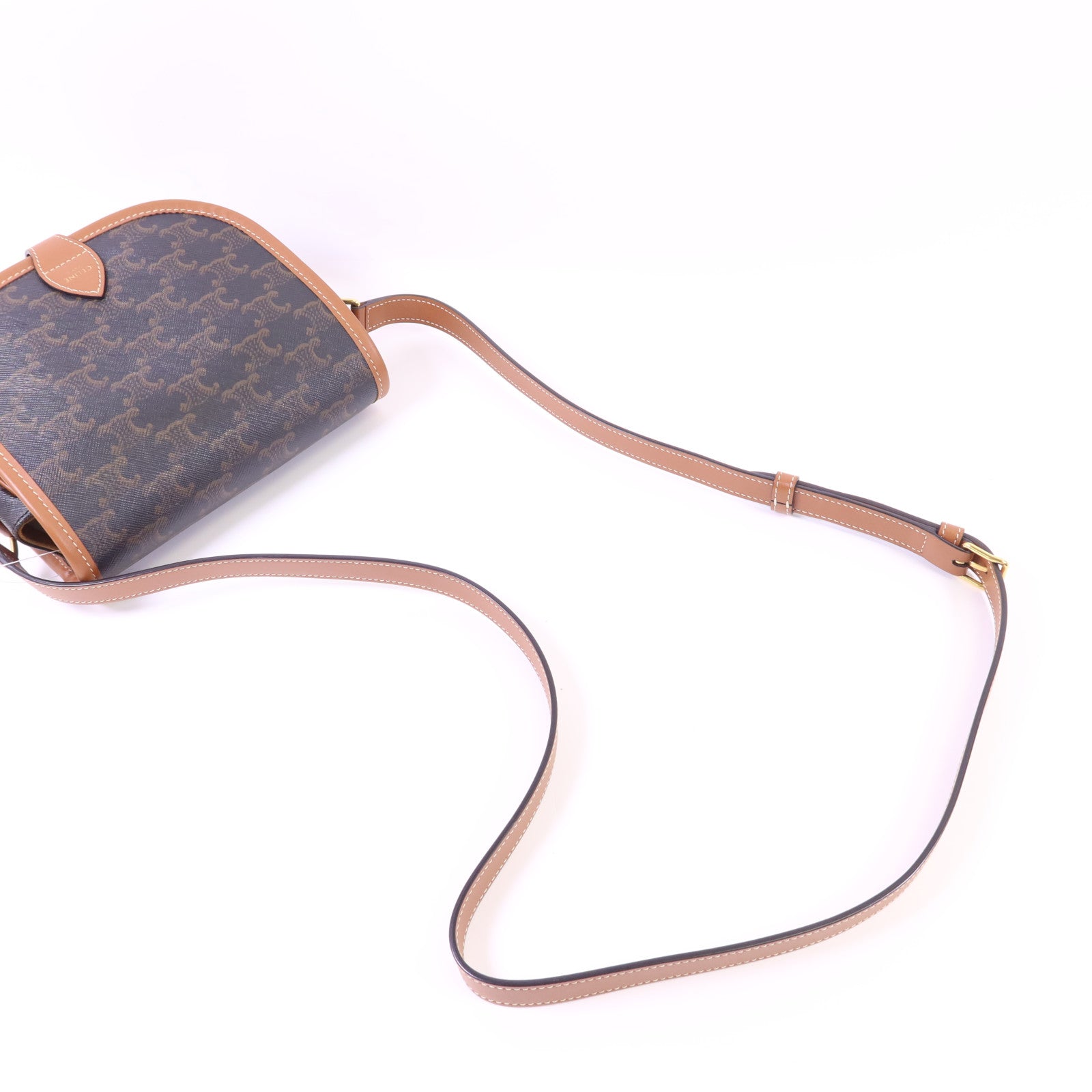 CELINE 塗層帆布Folco金扣肩背袋