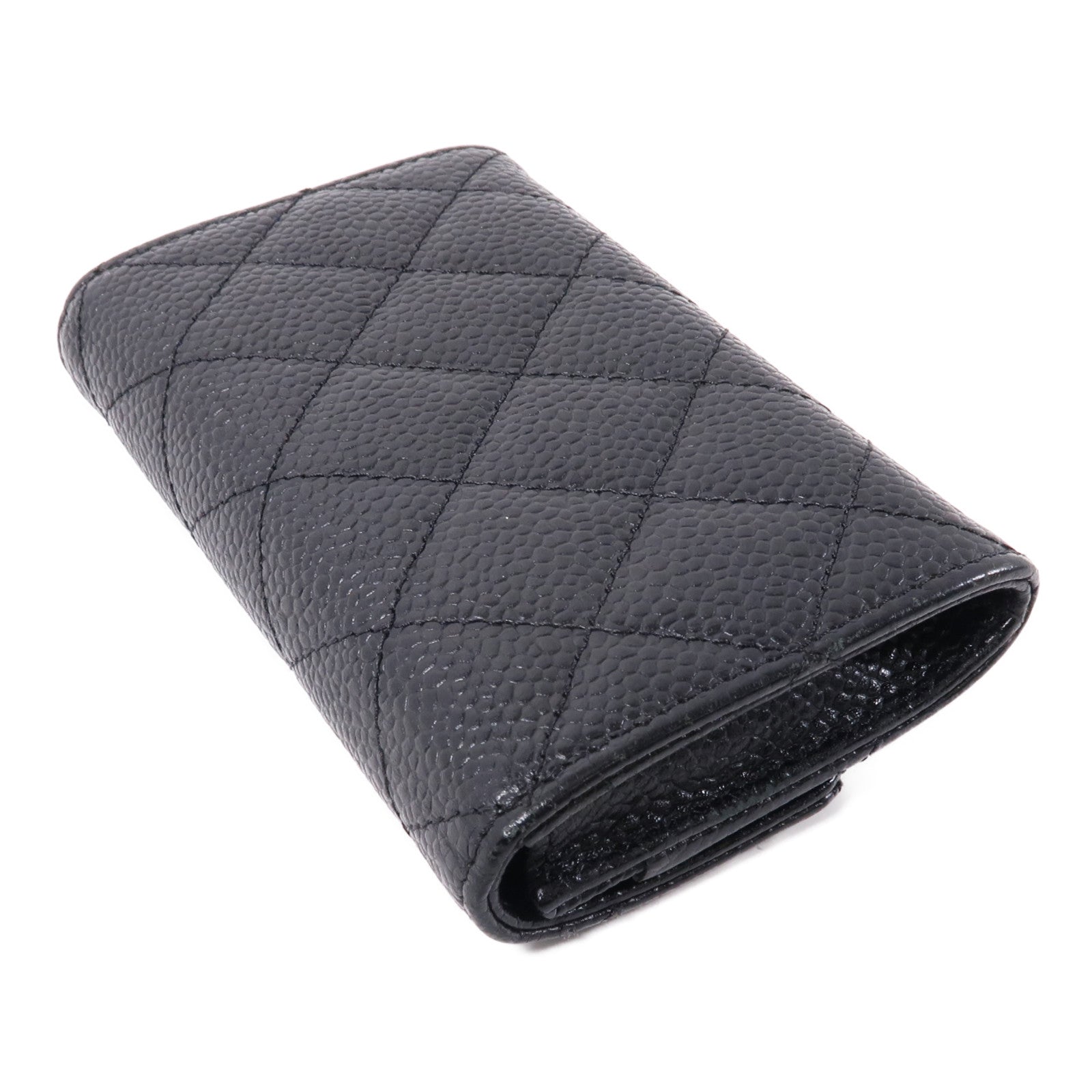 CHANEL 牛皮皮革Card Case金扣卡片套黑色