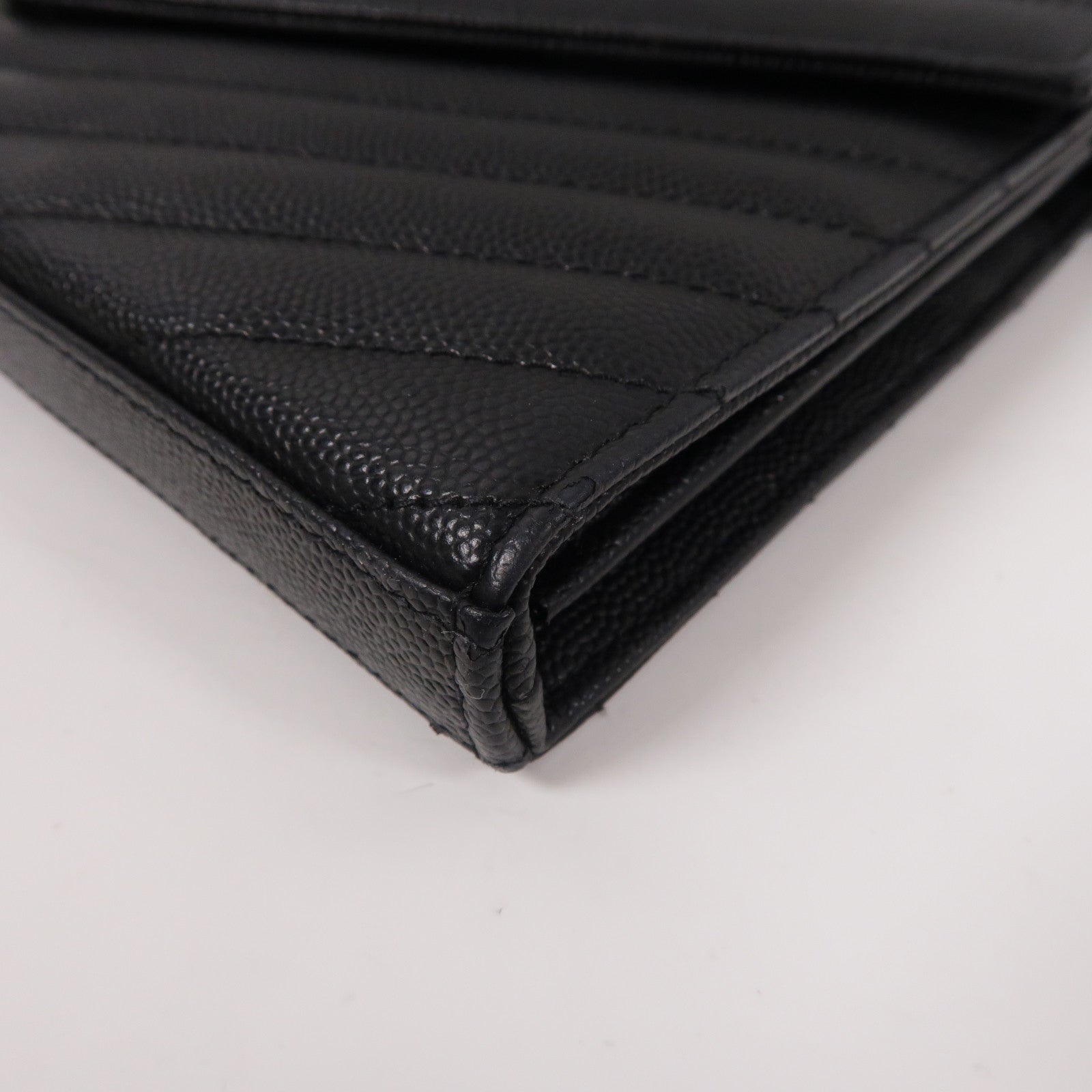 SAINT LAURENT 牛皮皮革Wallet On Chain鏈帶肩背袋黑色