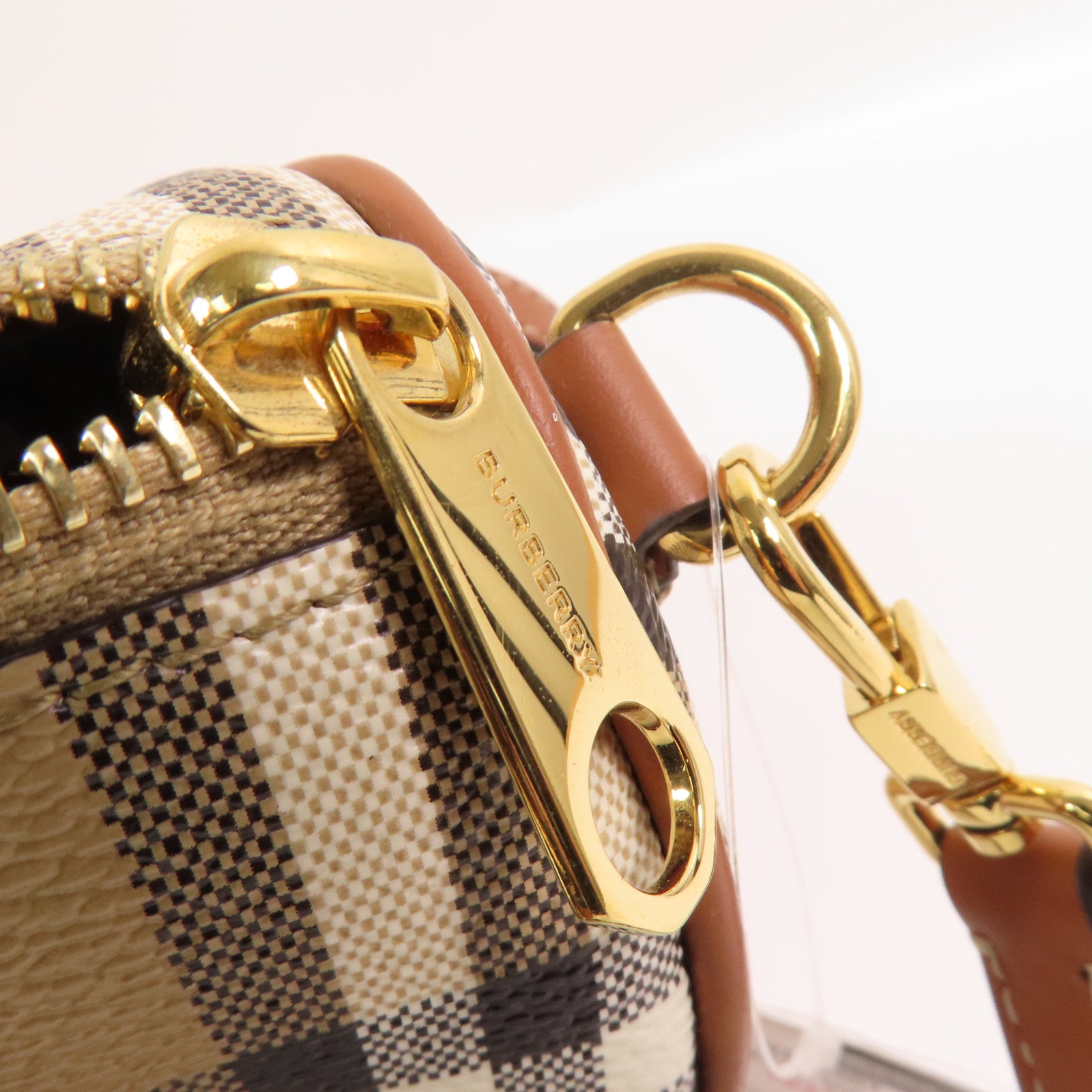 BURBERRY 塗層帆布Mini Check Bowling Bag金扣手挽肩背兩用袋
