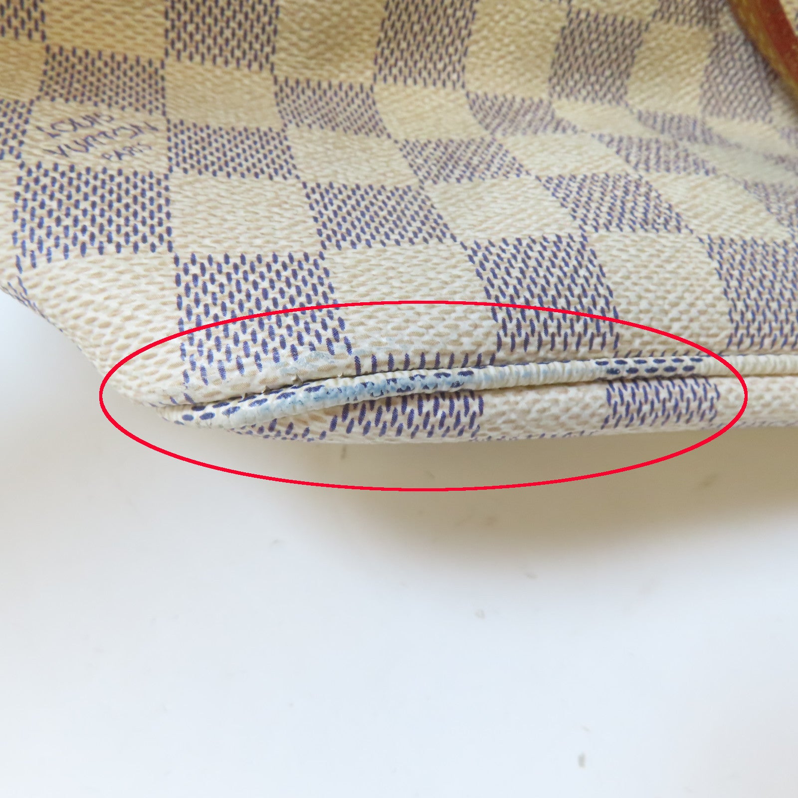 LOUIS VUITTON Damier Azur Neverfull MM金扣手挽袋米色