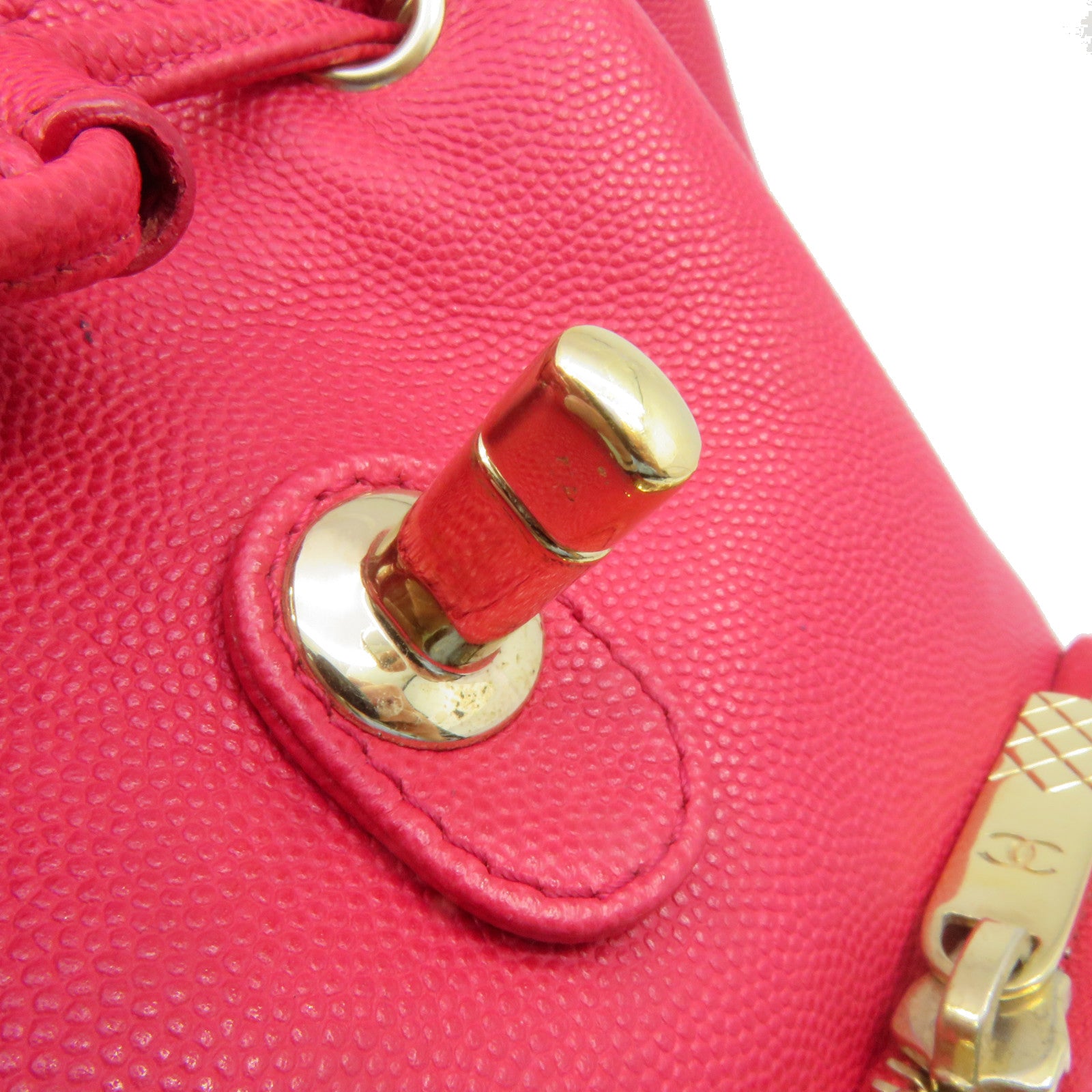 CHANEL 菱格Caviar皮革Backpac金扣背包粉紅色