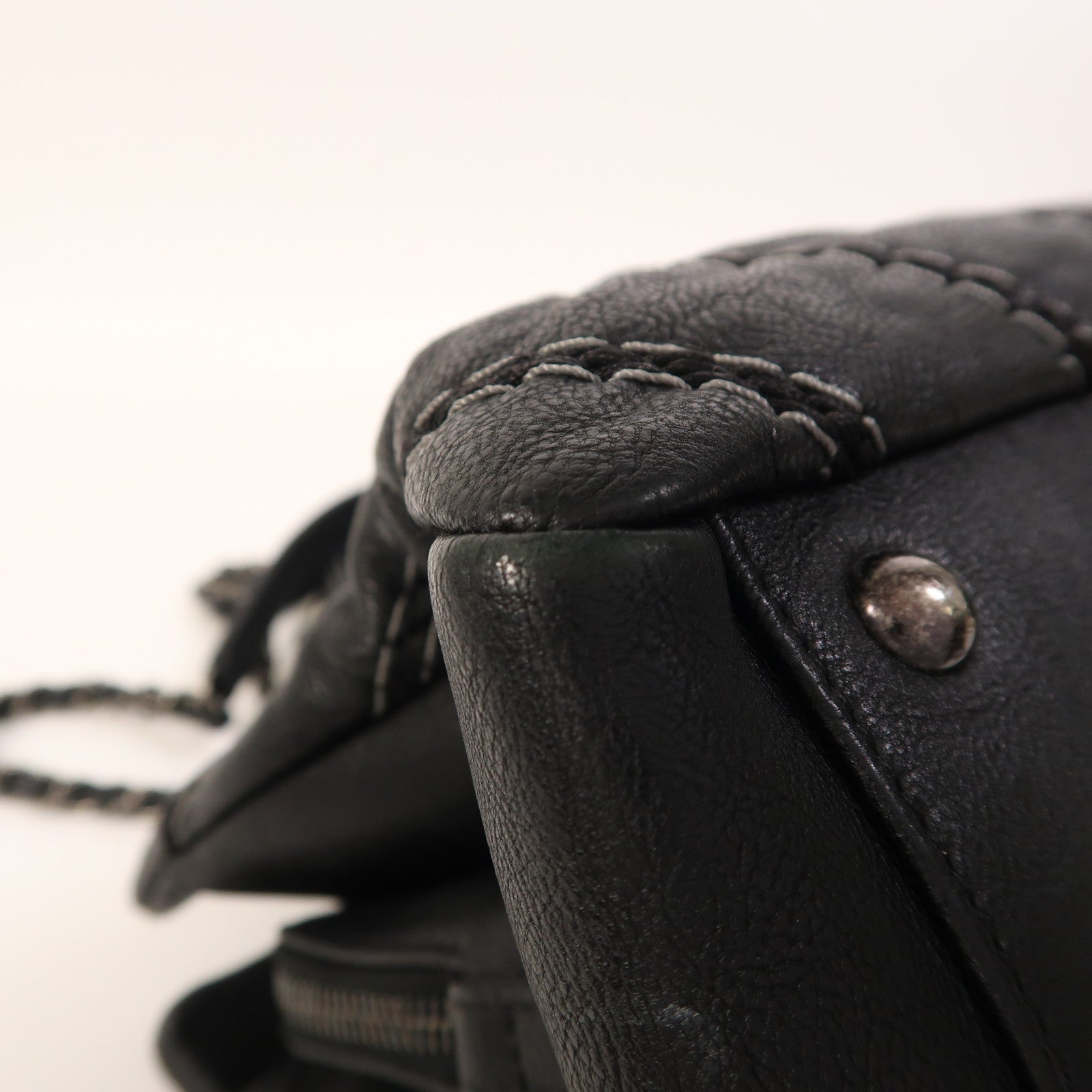 CHANEL 牛皮皮革2 Way Shoulder銀扣手挽肩背兩用袋