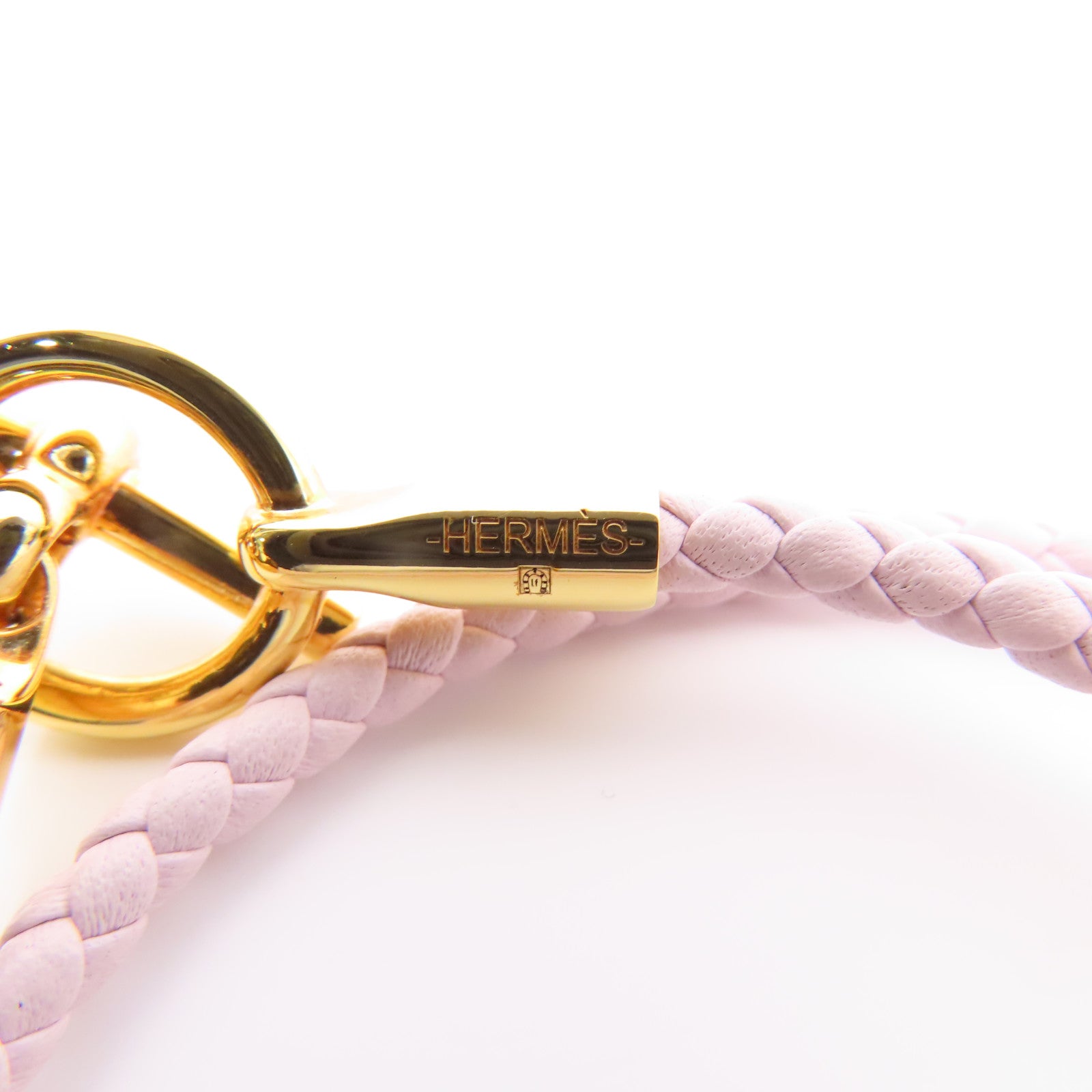 HERMES 皮革Glenan Double Tour Bracelet手鐲Mauve Pale