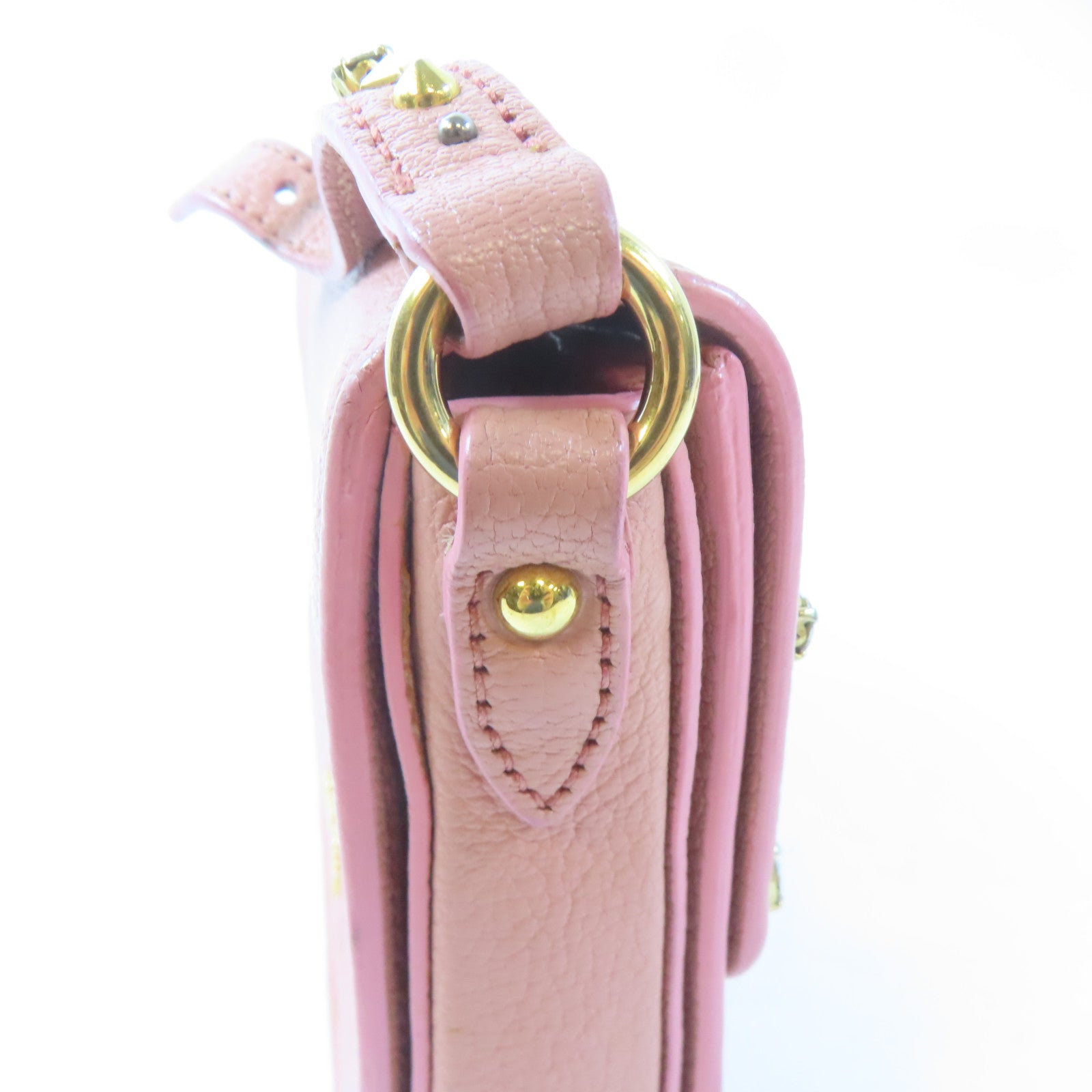 Miu Miu 牛皮皮革2 Way Shoulder Bag金扣手挽肩背兩用袋粉紅色
