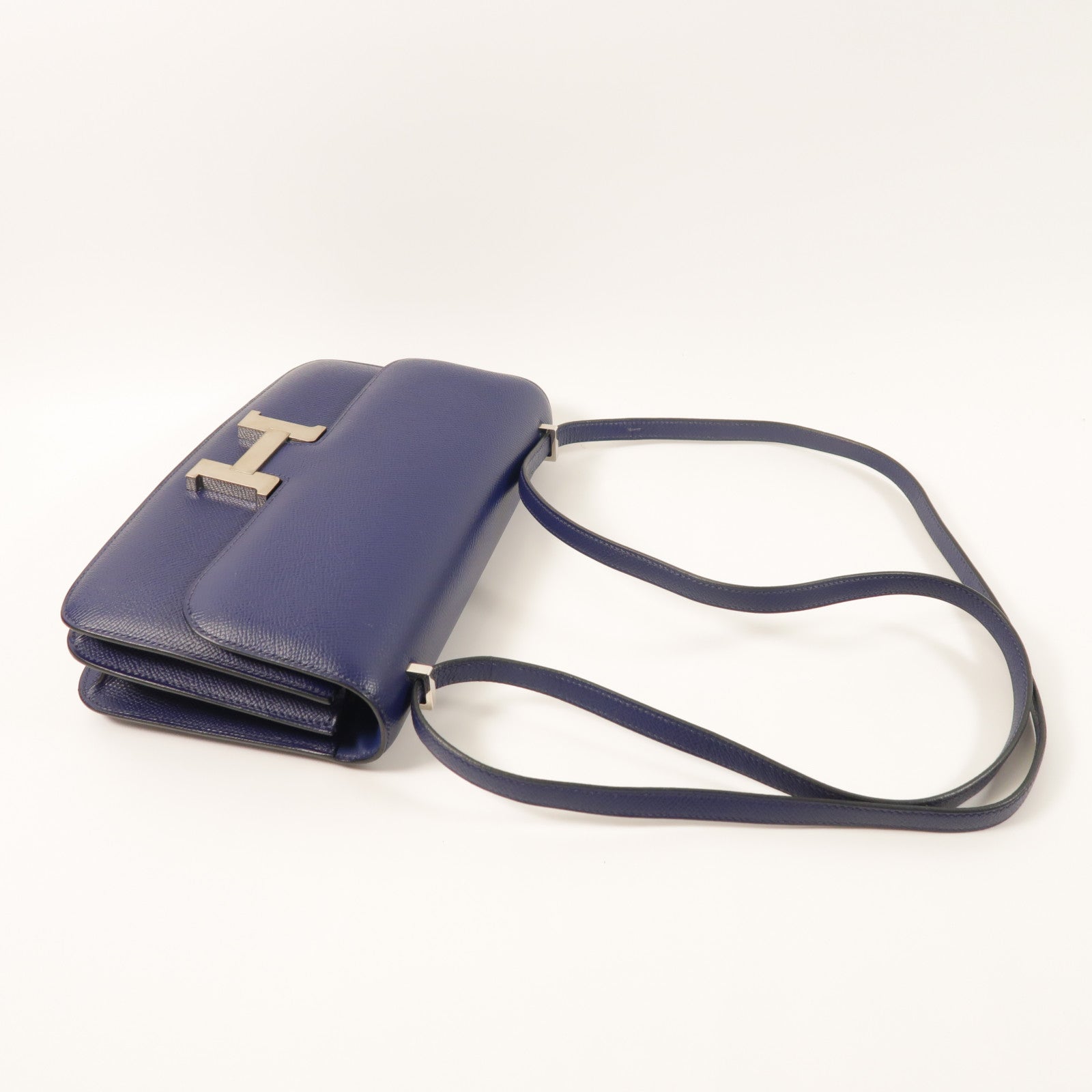 HERMES Epsom皮革Constance Elan肩背袋Bleu Saphir