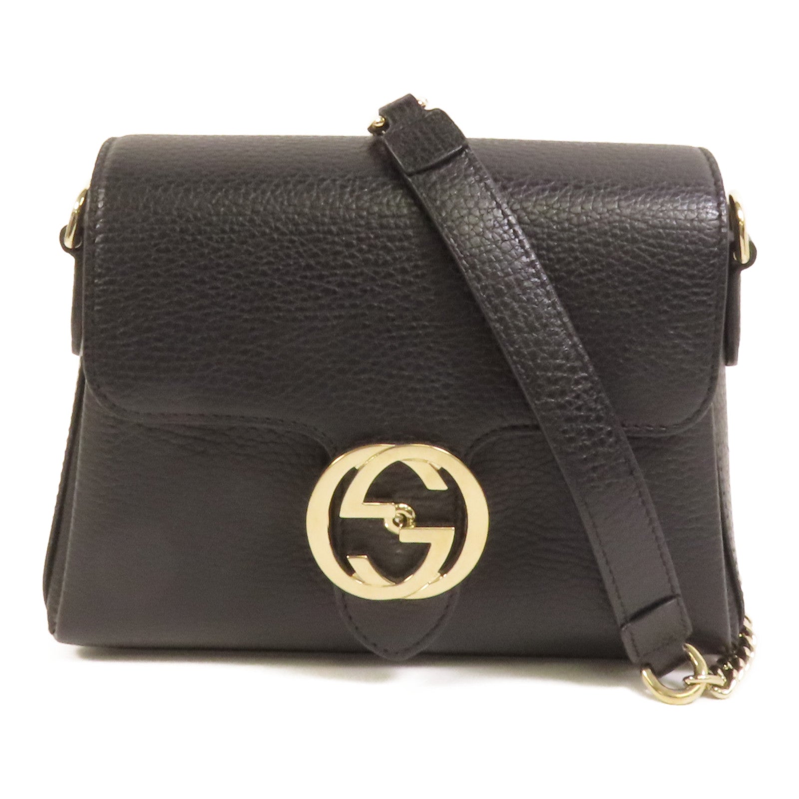 GUCCI 牛皮皮革Interlocking G Chain Mini Bag金扣肩背袋