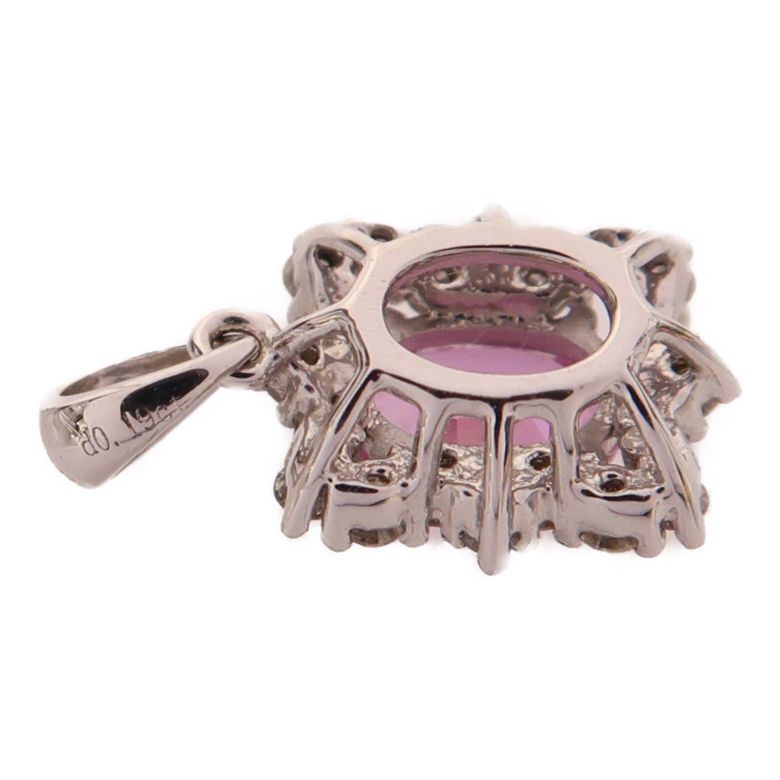 JEWELRY 18K白金Pendant 1.2g 0.51ct粉紅色藍寶石/0.19ct鑽石吊墜