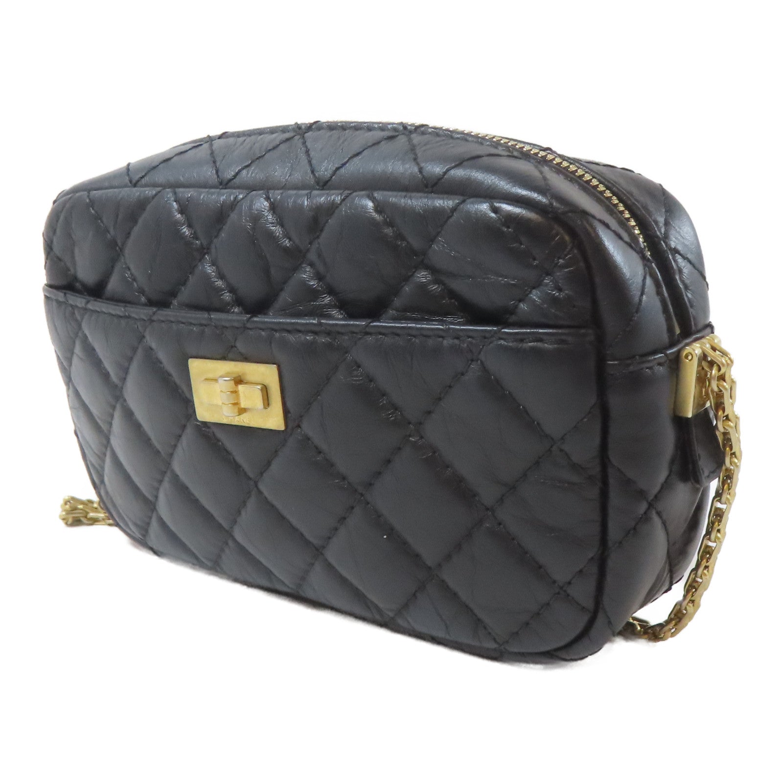 CHANEL 【激減優惠】菱格牛皮皮革2.55 Camera Bag金扣鏈帶肩背袋黑色