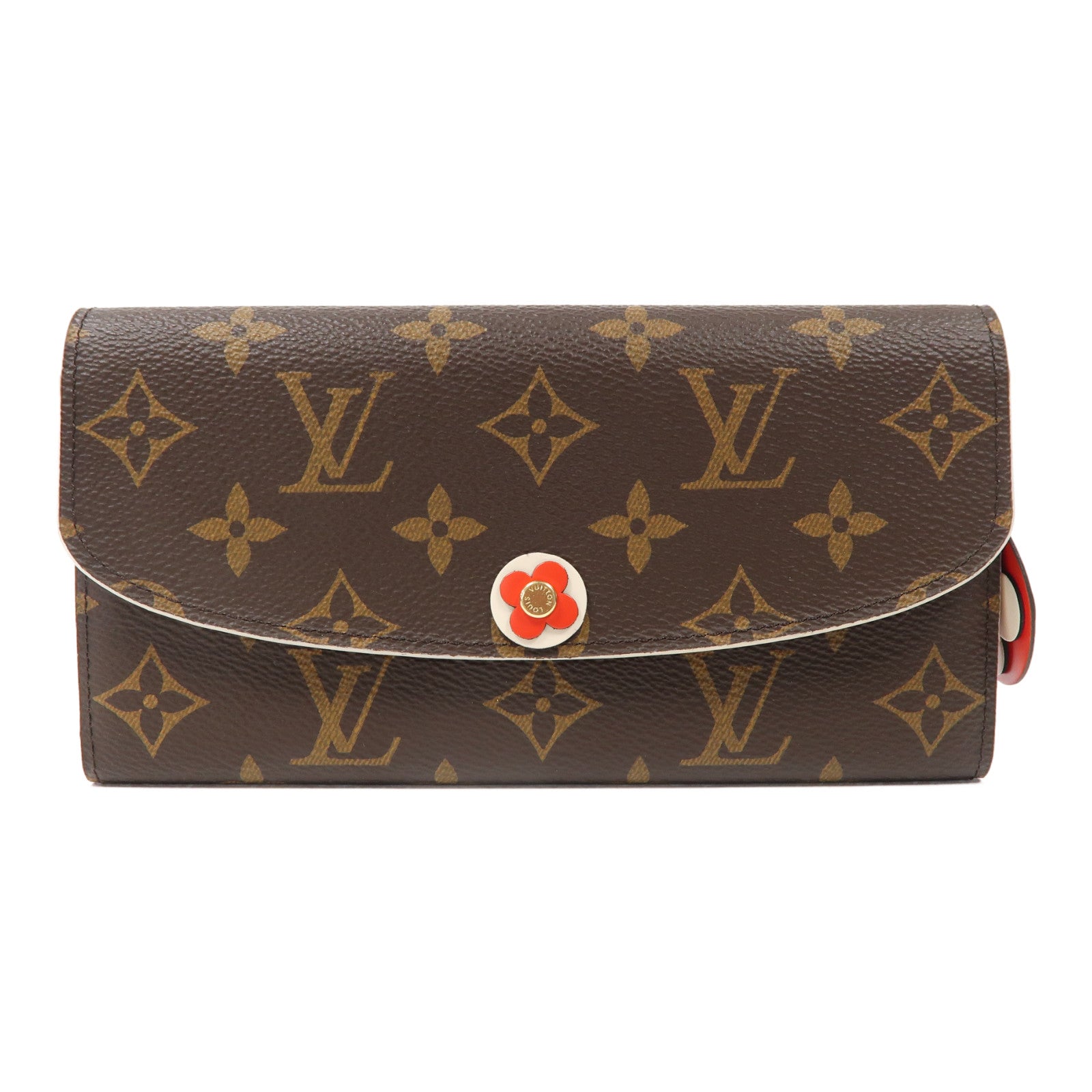 LOUIS VUITTON Monogram Emilie Wallet金扣長錢包啡色/紅色