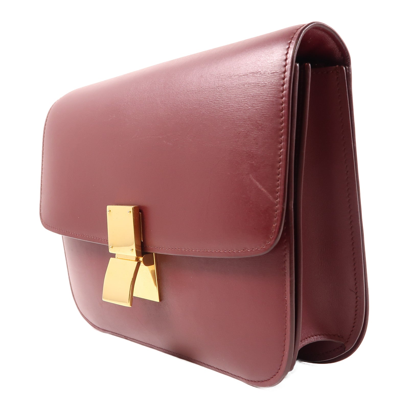 CELINE 【激減優惠】牛皮皮革Classic Box金扣肩背袋紅色
