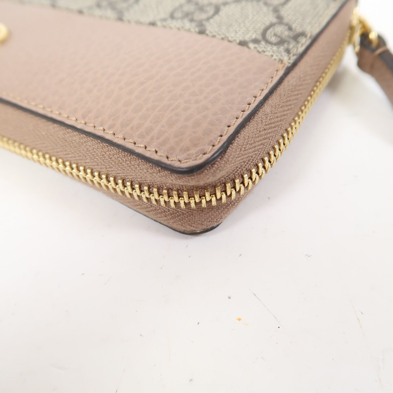 GUCCI 牛皮皮革Long Wallet金扣長錢包啡色/裸色