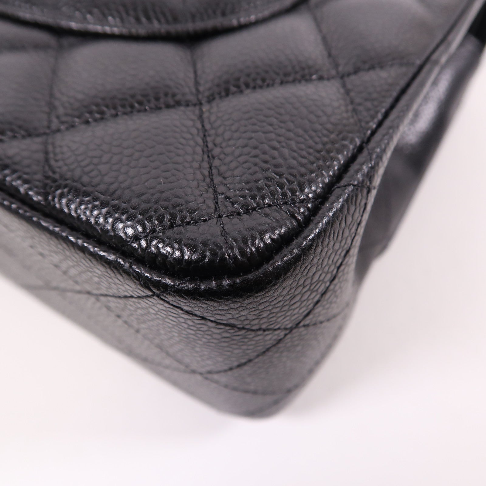 CHANEL 牛皮皮革Large Classic銀扣鏈帶肩背袋