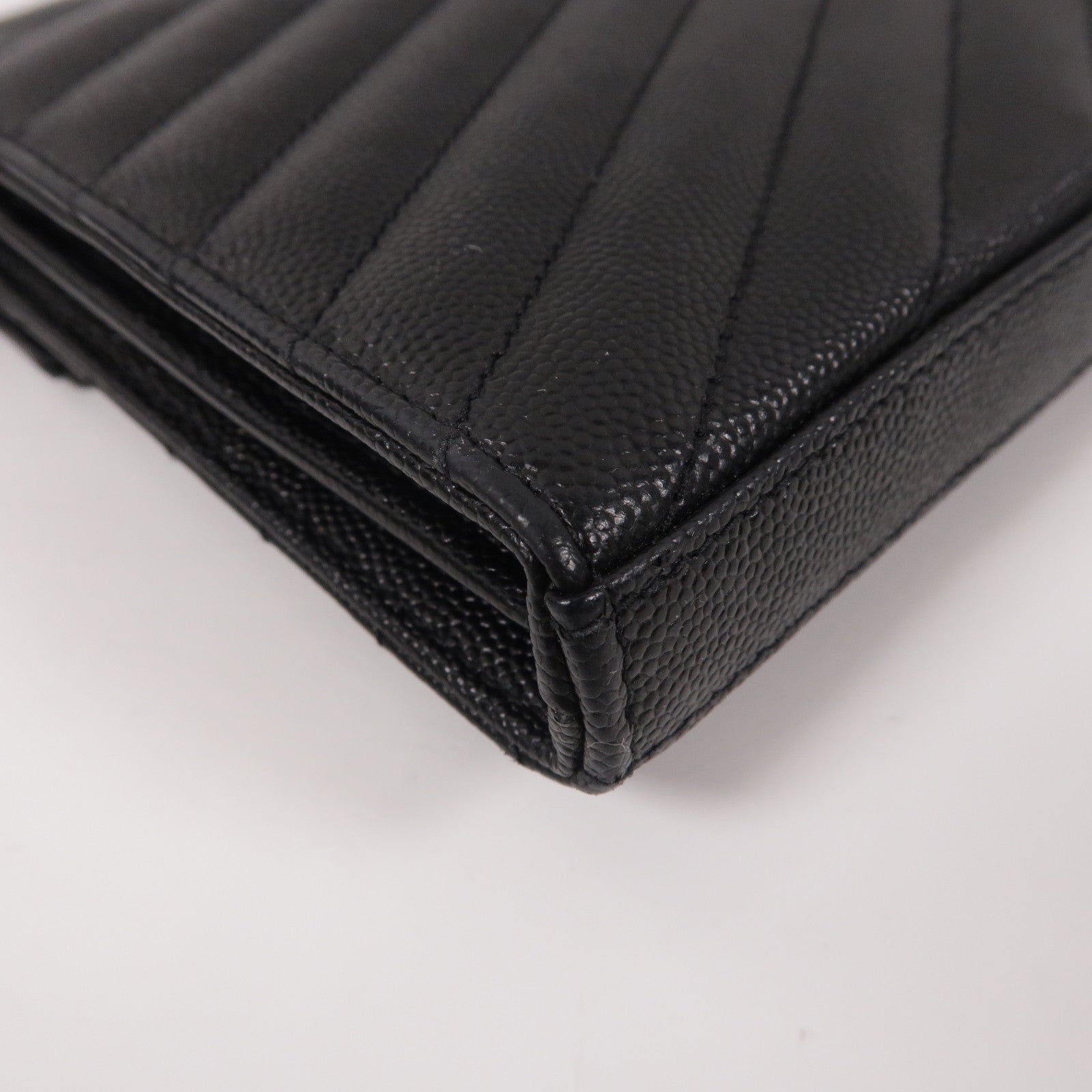 SAINT LAURENT 牛皮皮革Wallet On Chain鏈帶肩背袋黑色