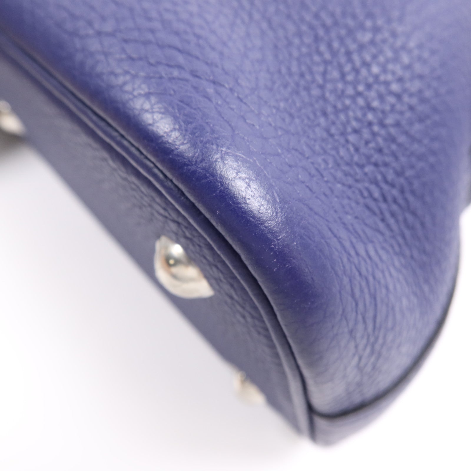 HERMES Clemence皮革Bolide 31金扣手挽袋Bleu Encre