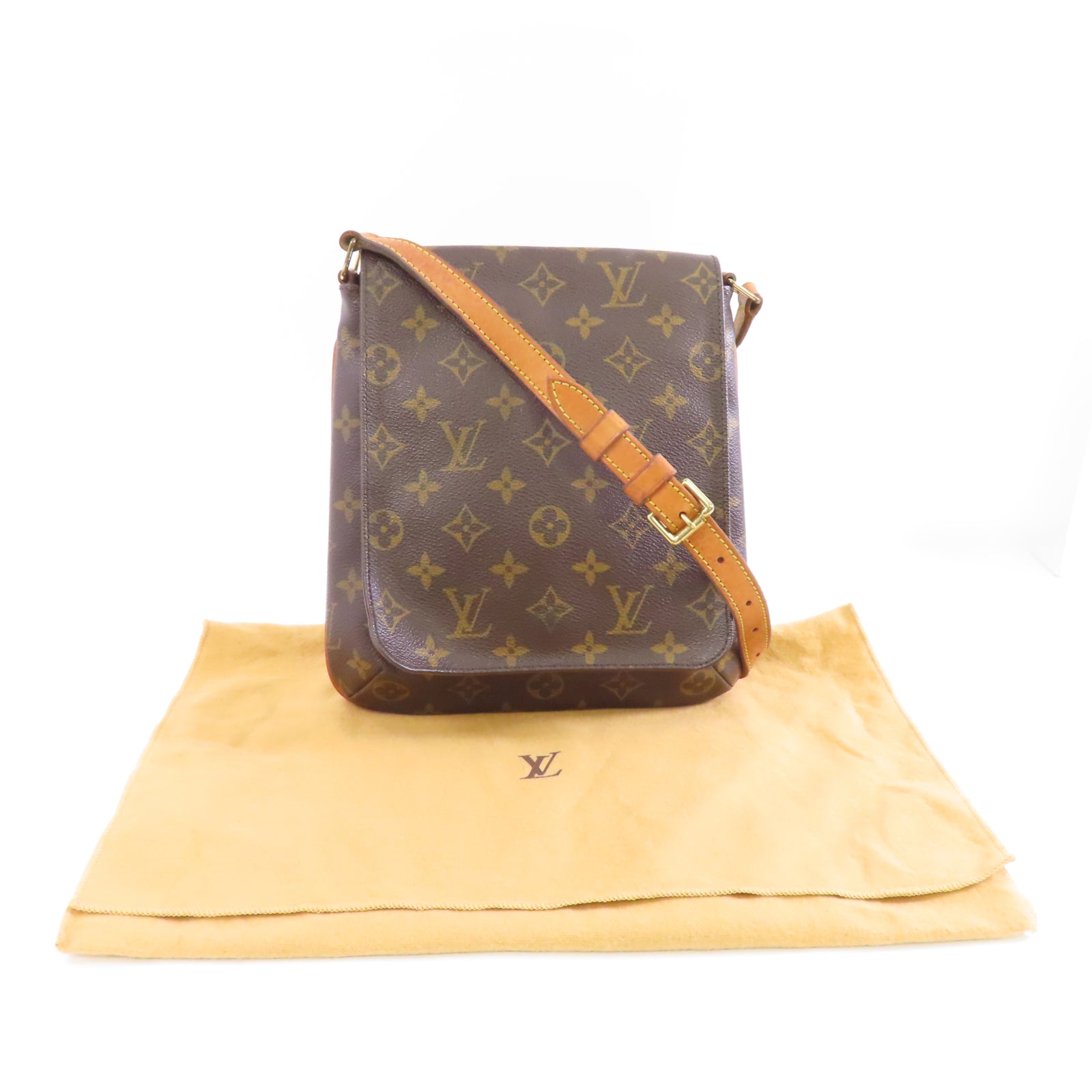 LOUIS VUITTON Monogram Musette Salsa金扣肩背袋棕色