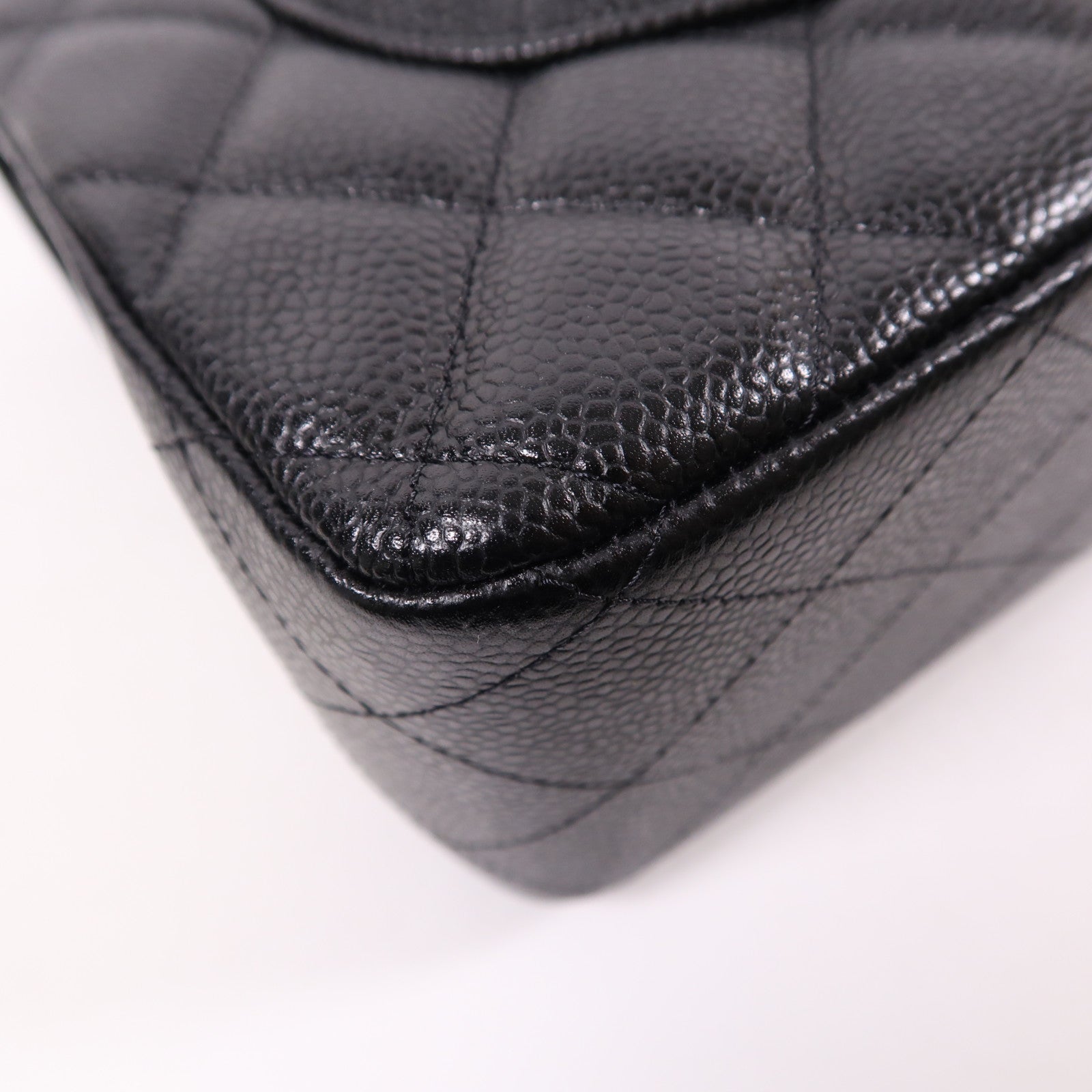 CHANEL 牛皮皮革Large Classic銀扣鏈帶肩背袋