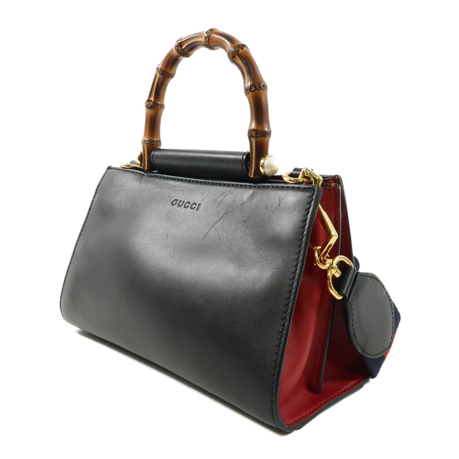GUCCI 牛皮皮革2 Way Shoulder Bag金扣手挽肩背兩用袋黑色