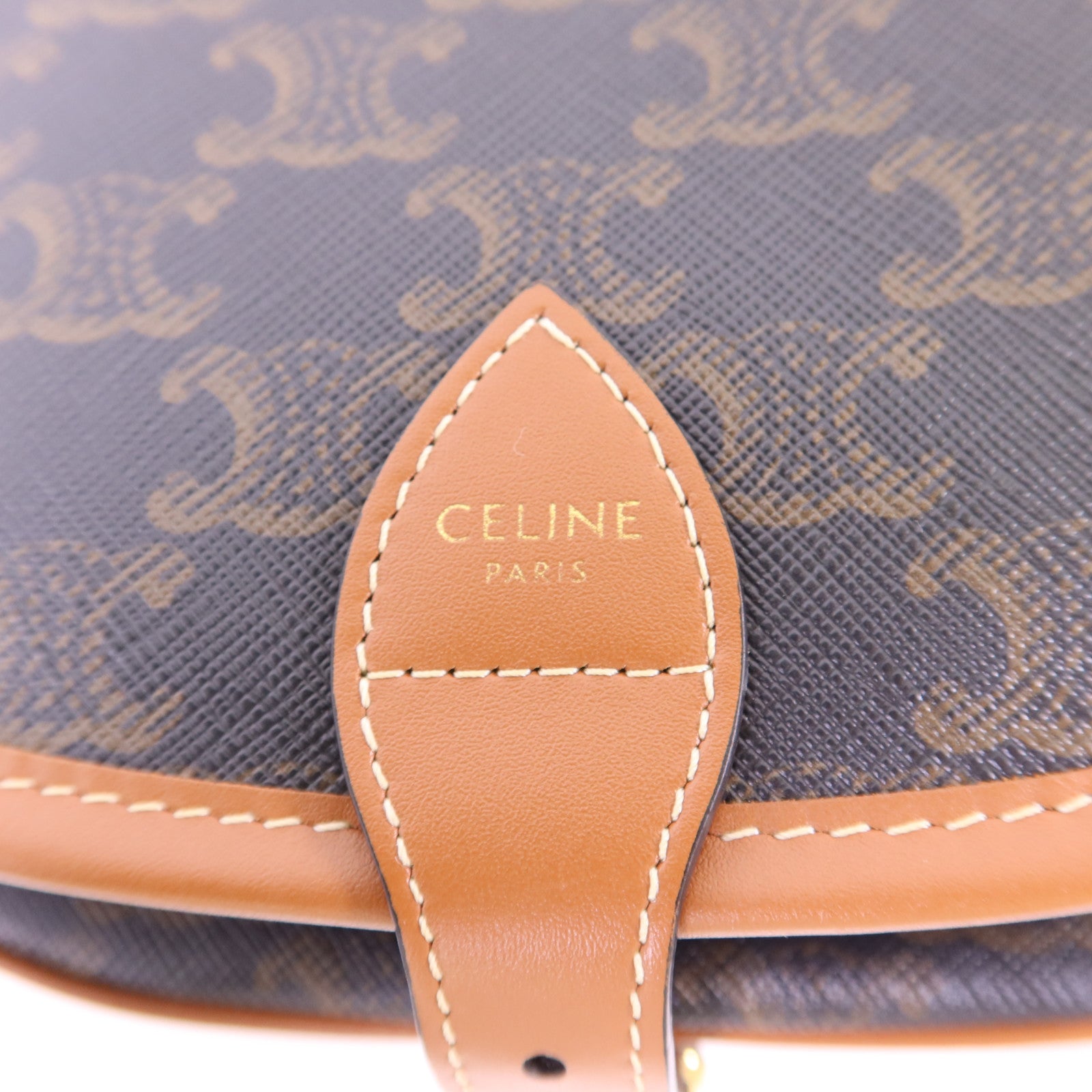 CELINE 塗層帆布Folco金扣肩背袋