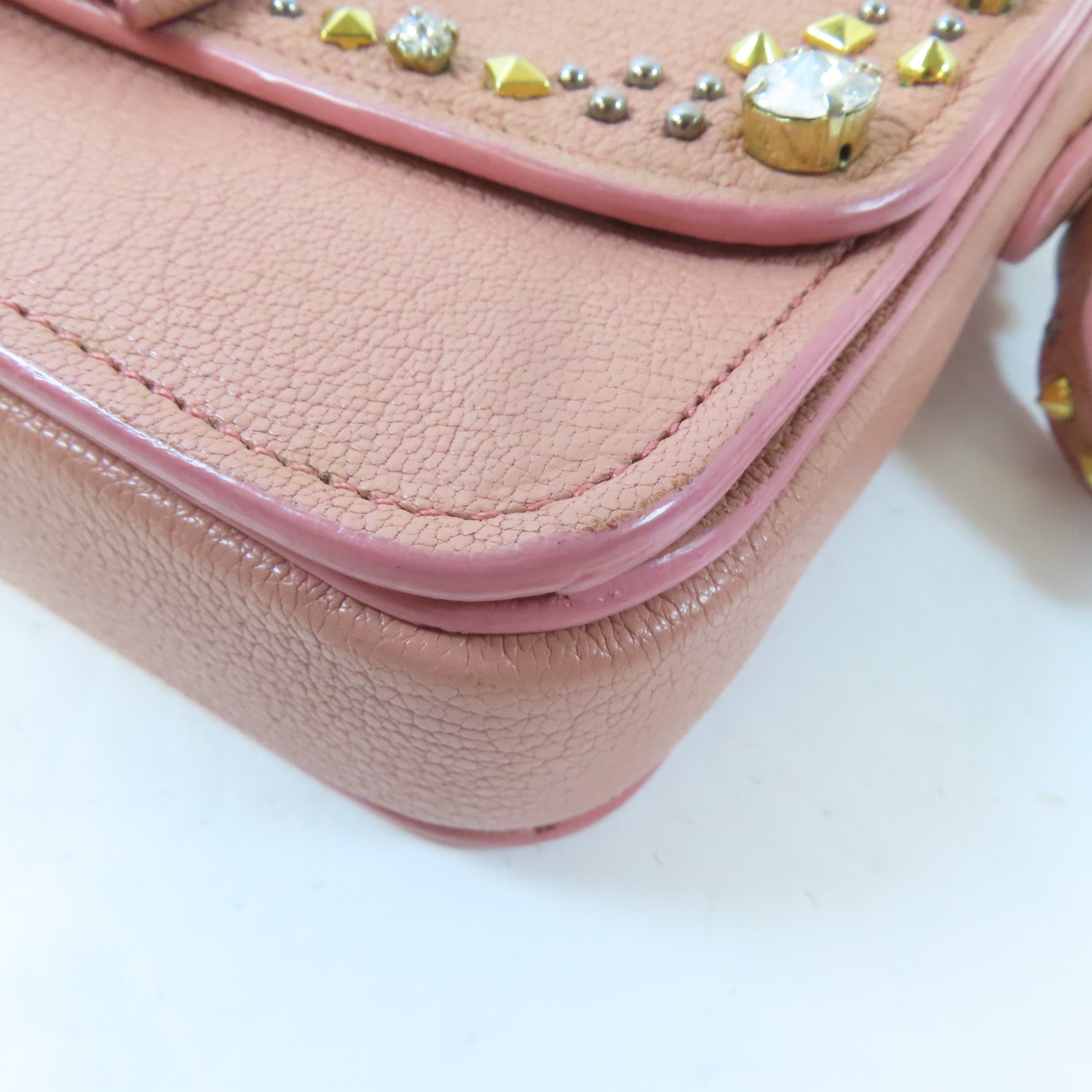 Miu Miu 牛皮皮革2 Way Shoulder Bag金扣手挽肩背兩用袋粉紅色