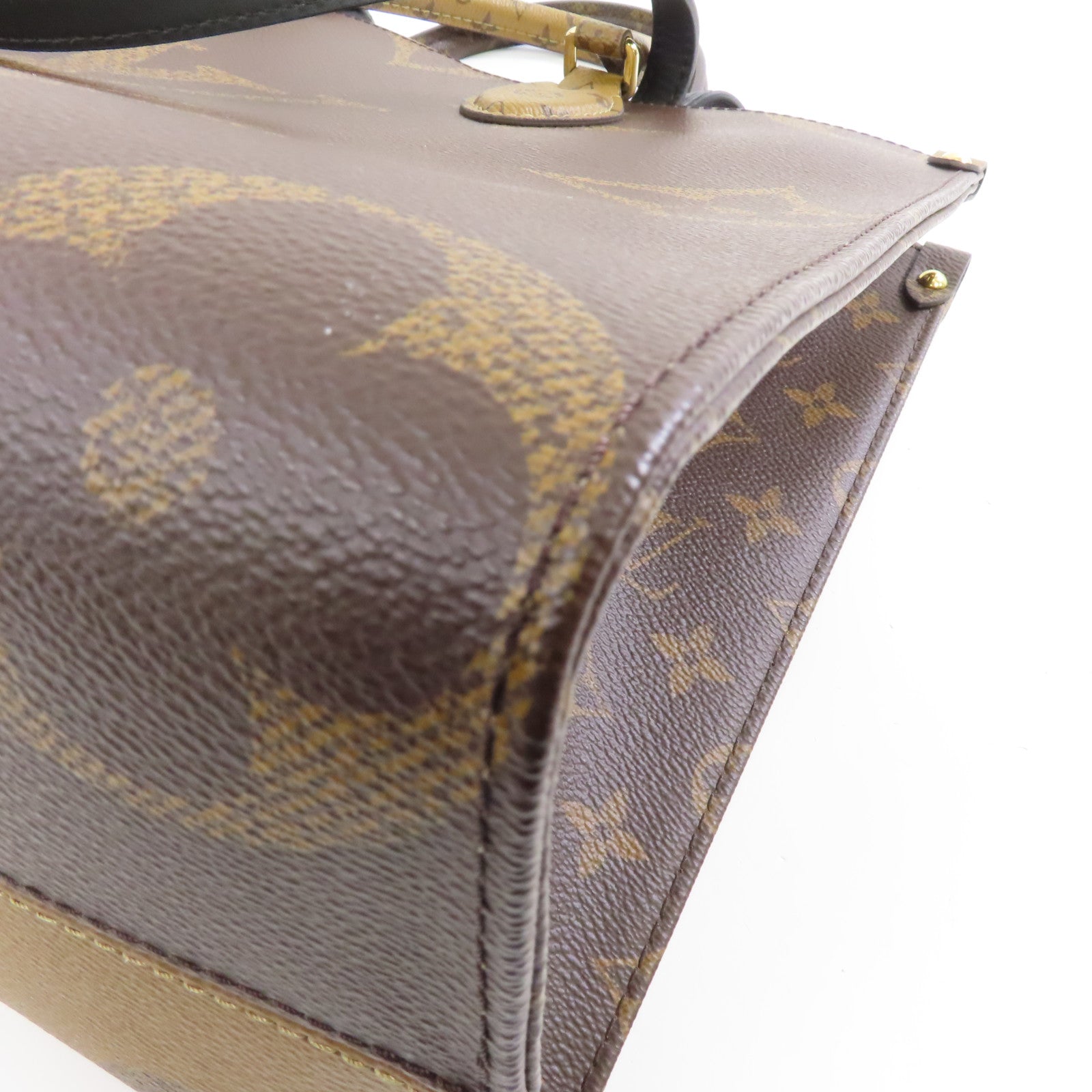 LOUIS VUITTON Monogram Giant/Monogram Reverse On The Go MM金扣手挽肩背兩用袋啡色