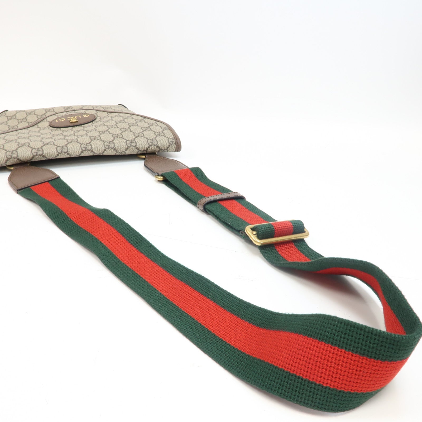 GUCCI 【激減優惠】塗層帆布Rajah金扣肩背袋啡色