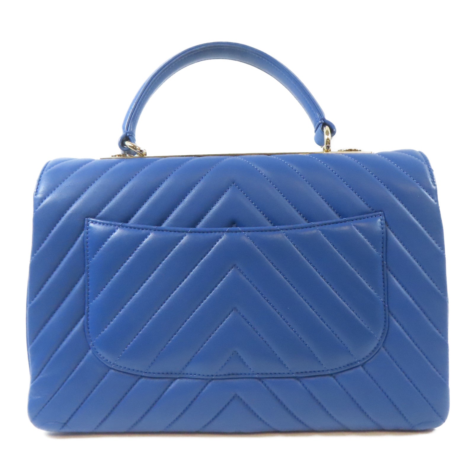CHANEL 【激減優惠】斜紋牛皮皮革Trendy CC金扣手挽肩背兩用袋藍色