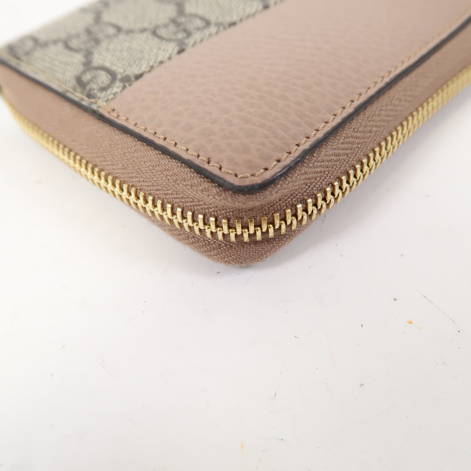 GUCCI 牛皮皮革Long Wallet金扣長錢包啡色/裸色