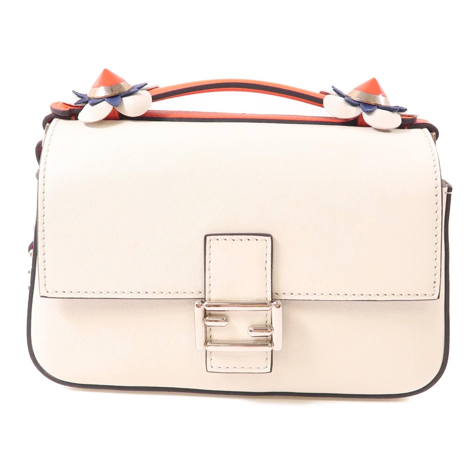 FENDI 牛皮皮革Shoulder Bag銀扣鏈帶肩背袋