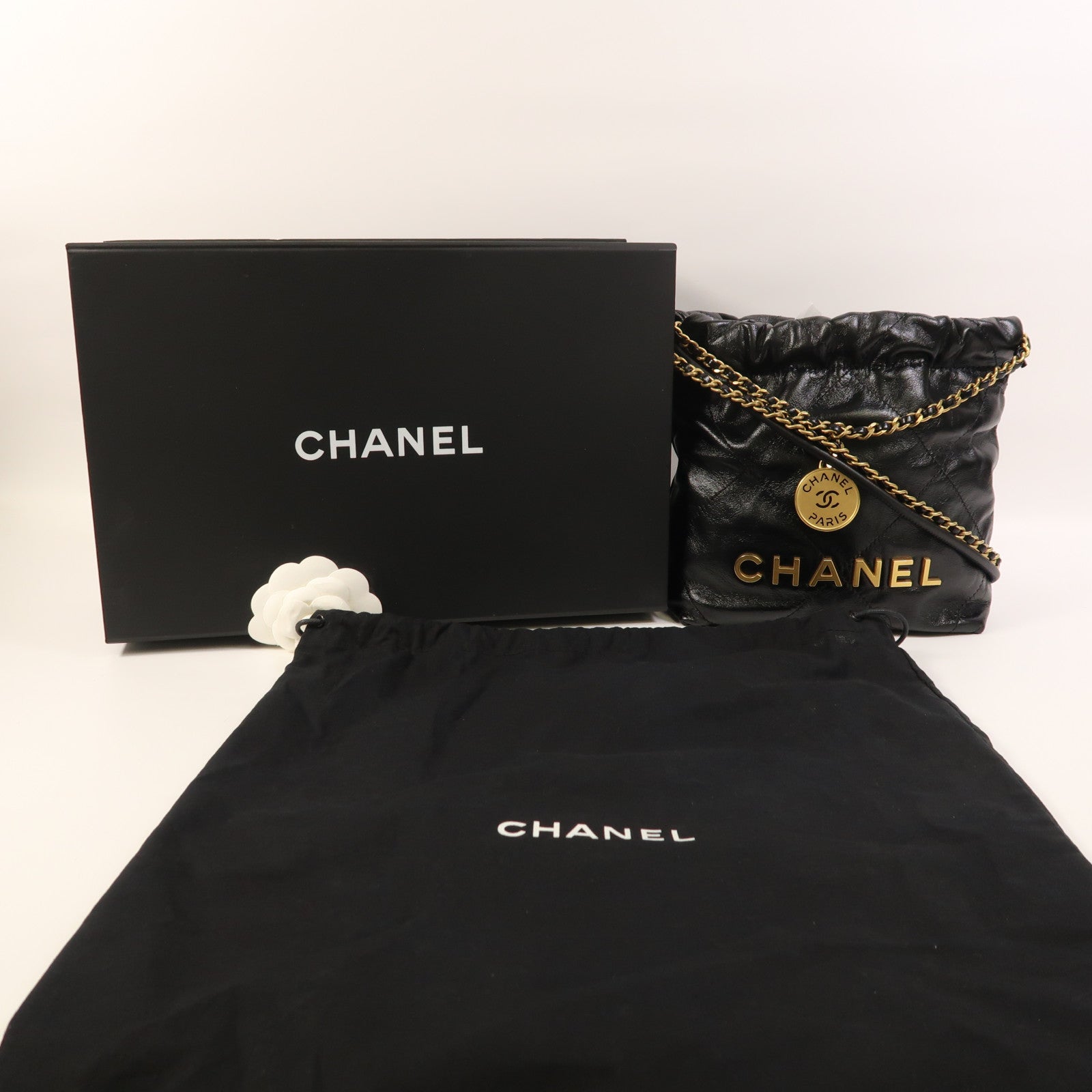 CHANEL 【激減優惠】牛皮皮革Chanel 22 Mini金扣手挽肩背兩用袋