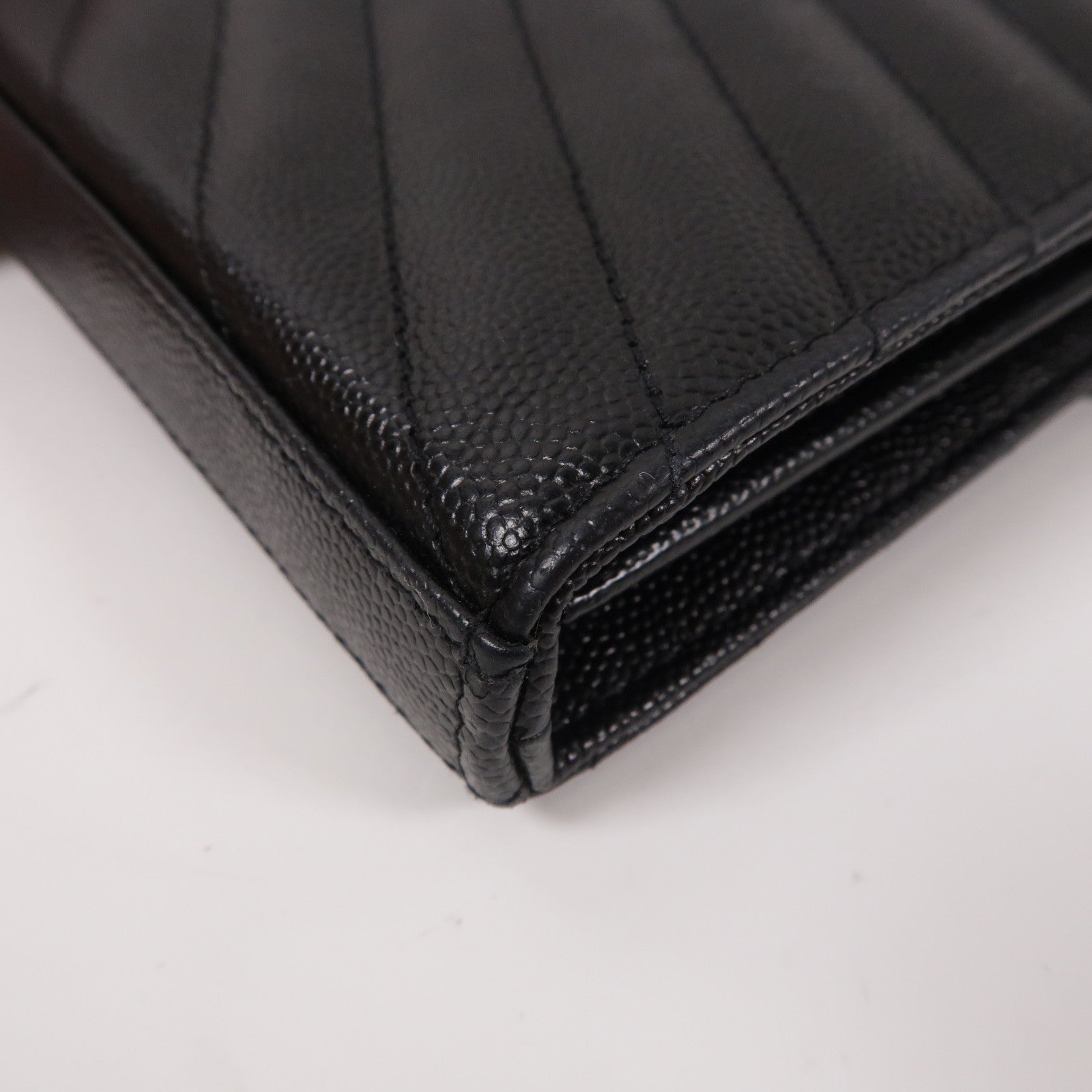 SAINT LAURENT 牛皮皮革Wallet On Chain鏈帶肩背袋黑色