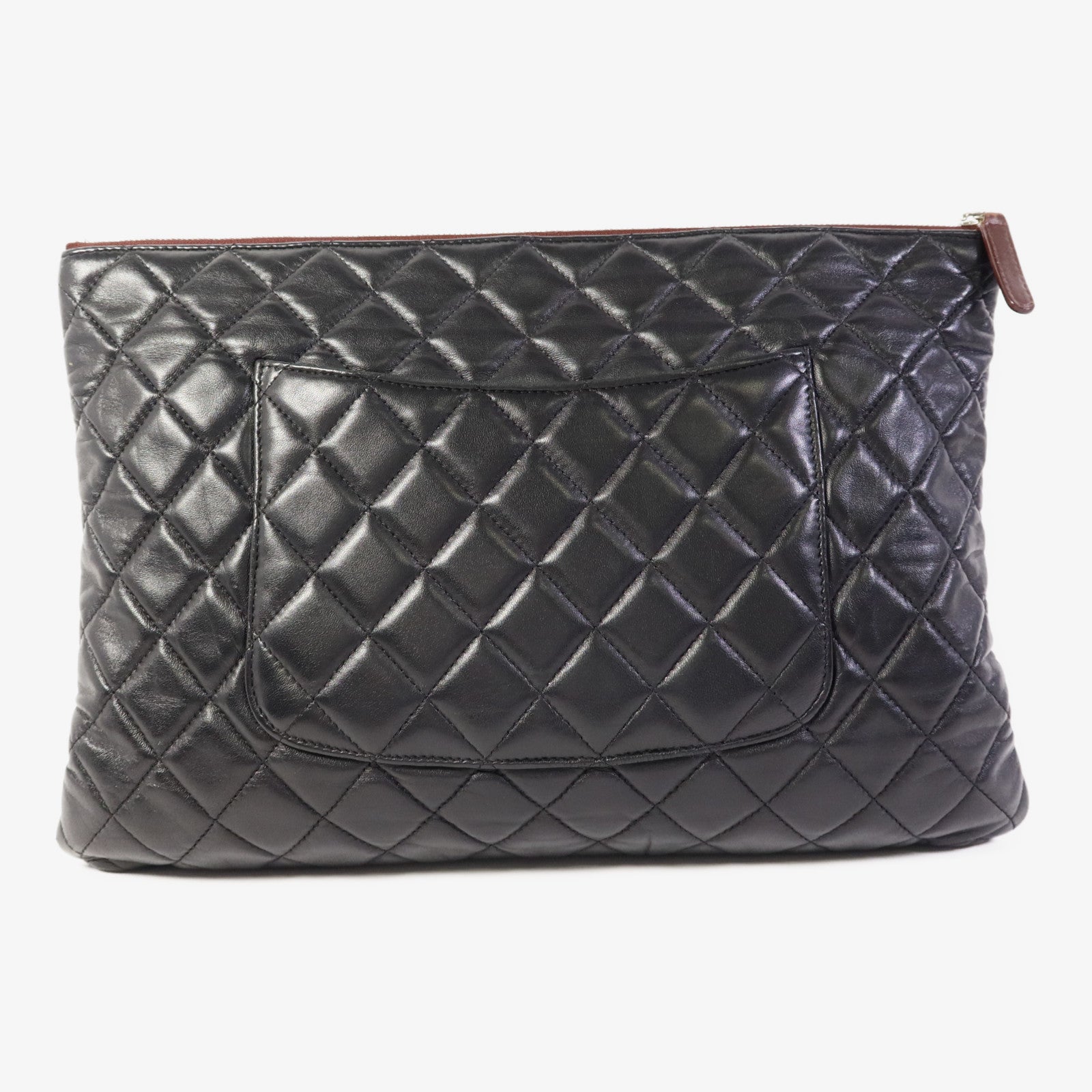 CHANEL 羊皮皮革Pouch銀扣小袋