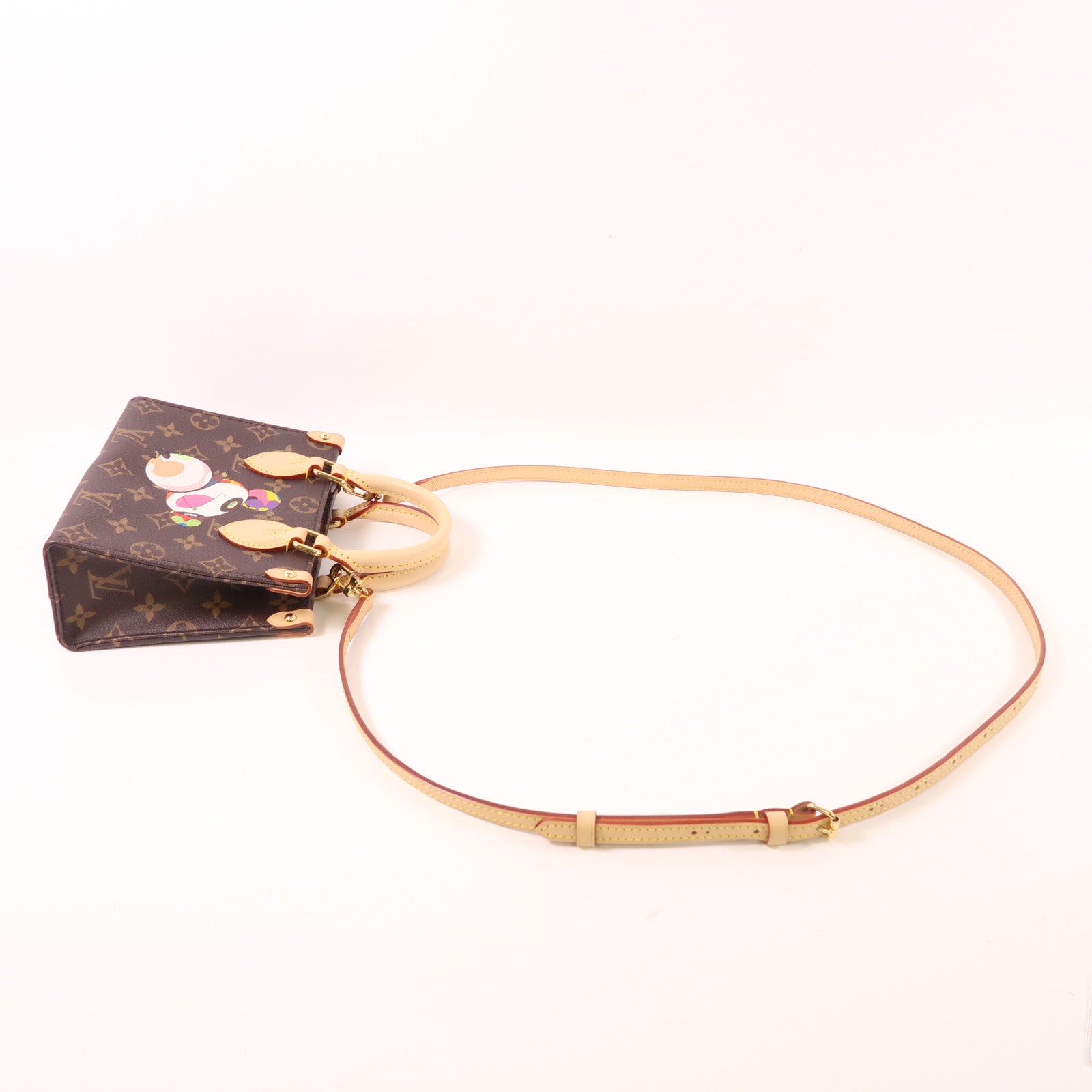 LOUIS VUITTON 塗Monogram LV X TM On The Go BB金扣手挽肩背兩用袋