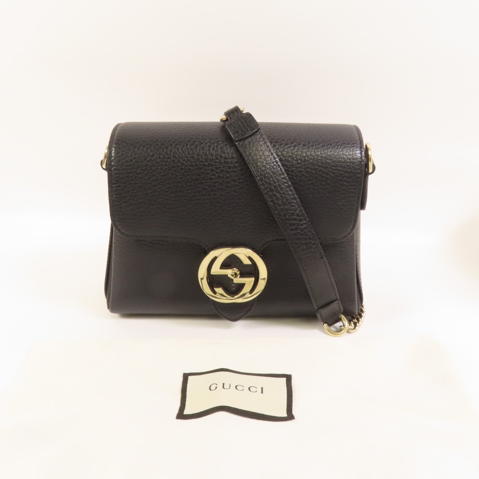 GUCCI 牛皮皮革Interlocking G Chain Mini Bag金扣肩背袋