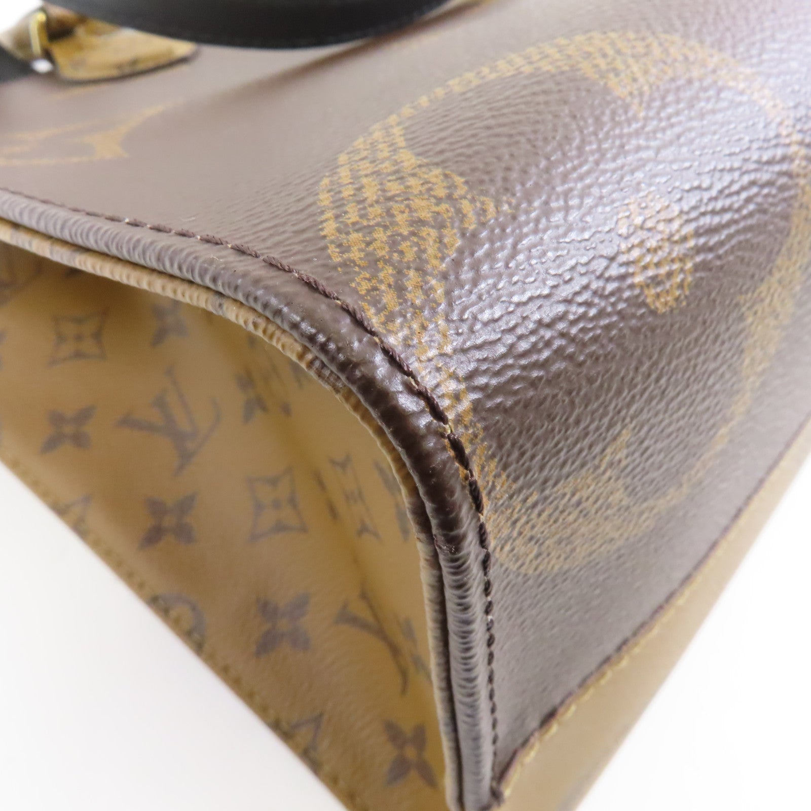 LOUIS VUITTON Monogram Giant/Monogram Reverse On The Go MM金扣手挽肩背兩用袋啡色