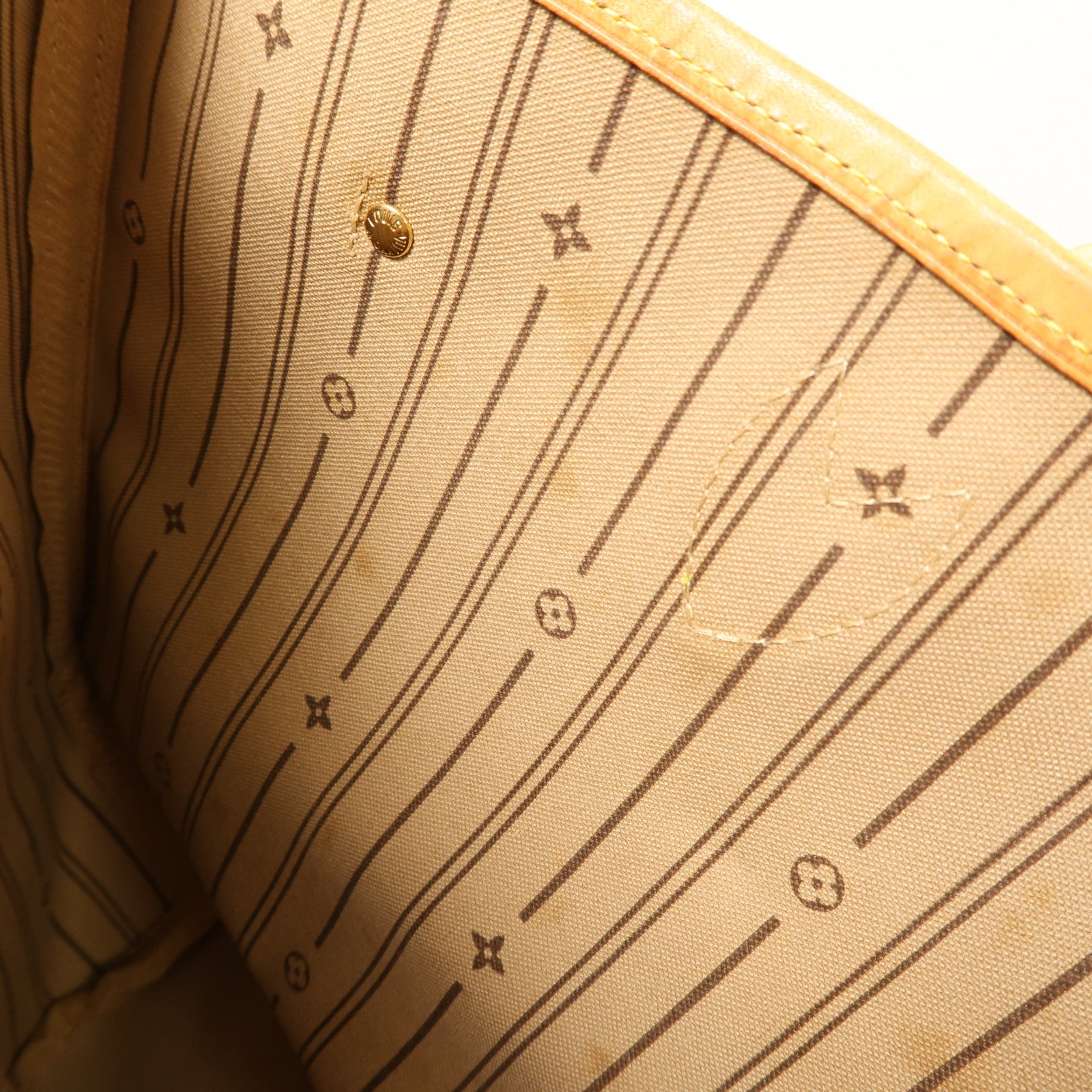 LOUIS VUITTON Monogram Neverfull MM金扣肩背袋棕色