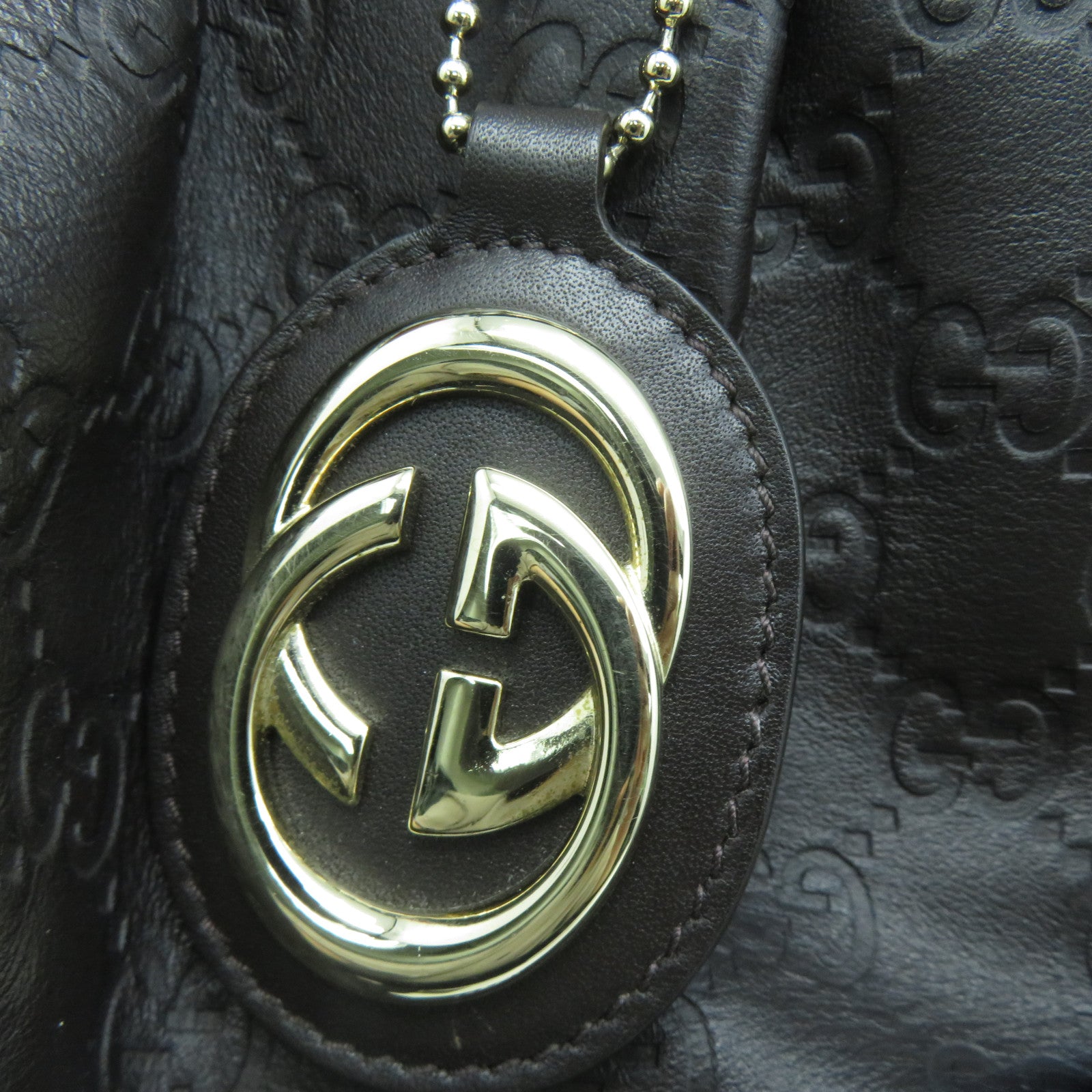 GUCCI 皮革Shoulder Bag金扣肩背袋啡色