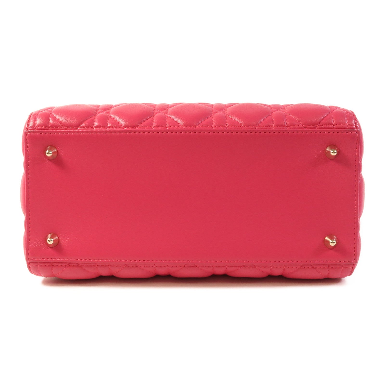 Christian Dior CD GHW Lady Dior 2 Way Shoulder Bag Lambskin Leather Pink