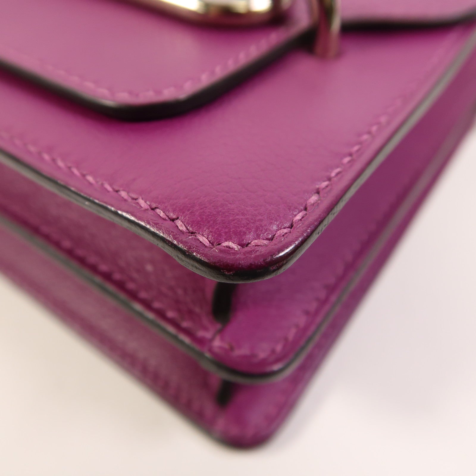 HERMES Evercolor皮革Roulis Mini銀扣肩背袋Anemone