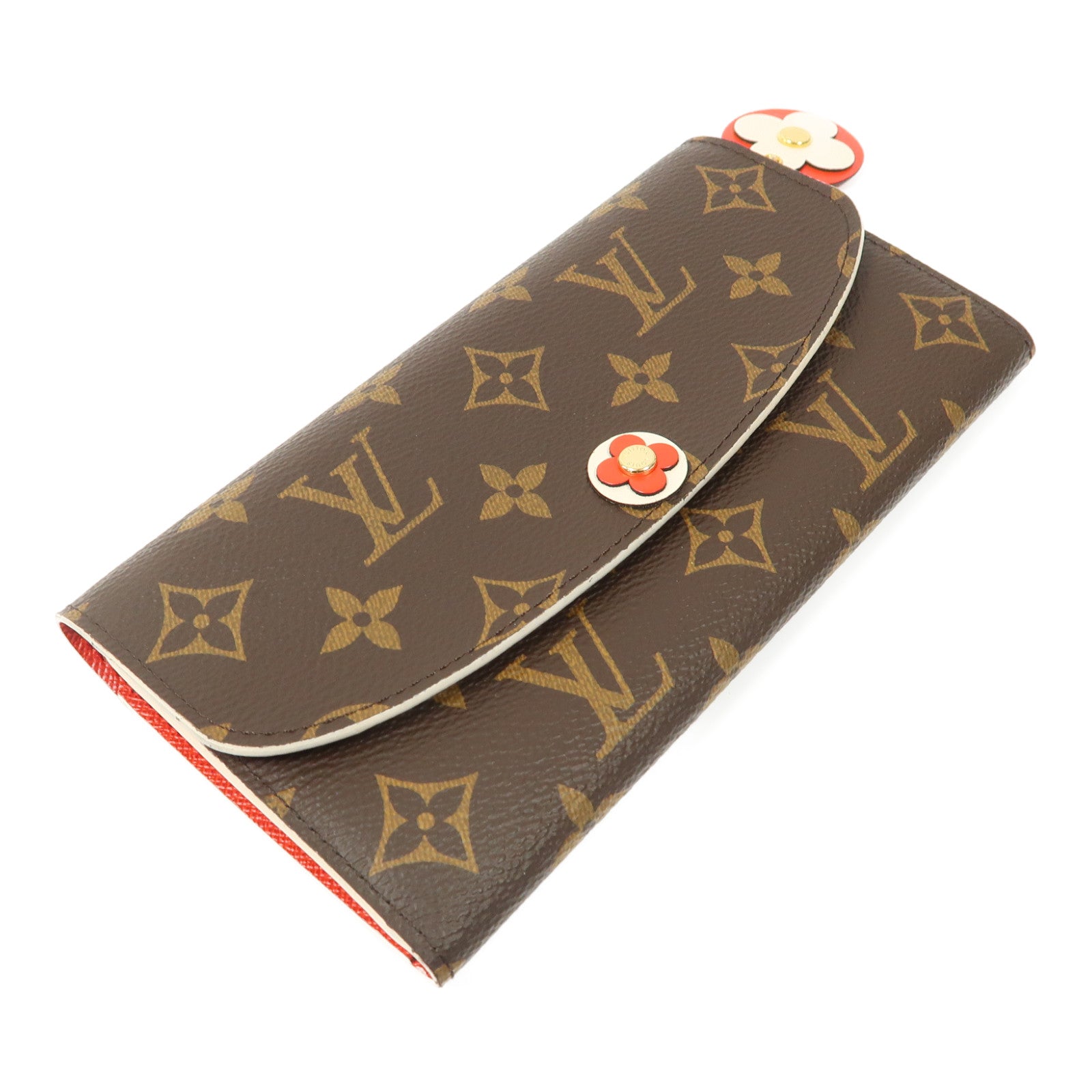 LOUIS VUITTON Monogram Emilie Wallet金扣長錢包啡色/紅色