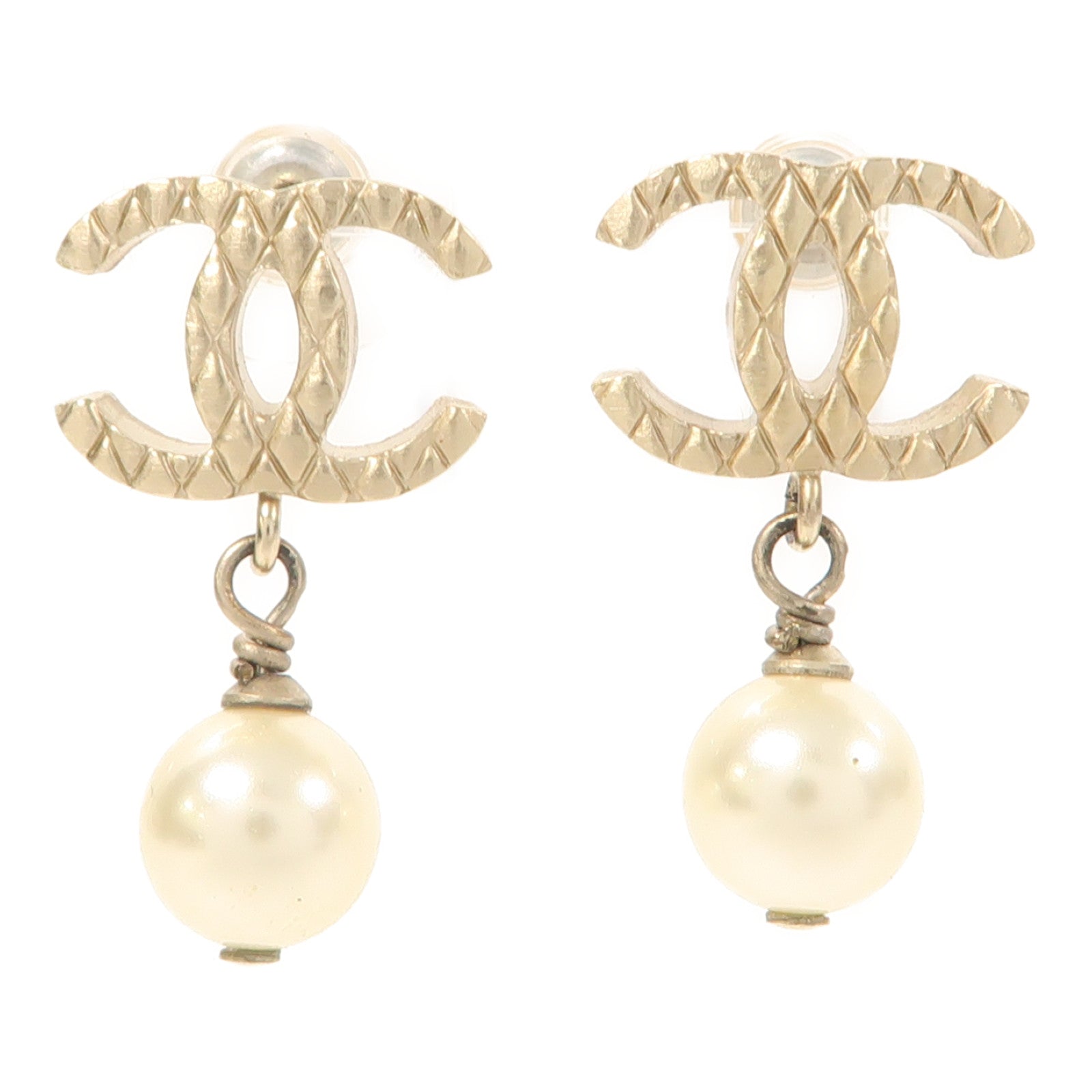 CHANEL 金屬/仿珍珠Earrings耳環金色