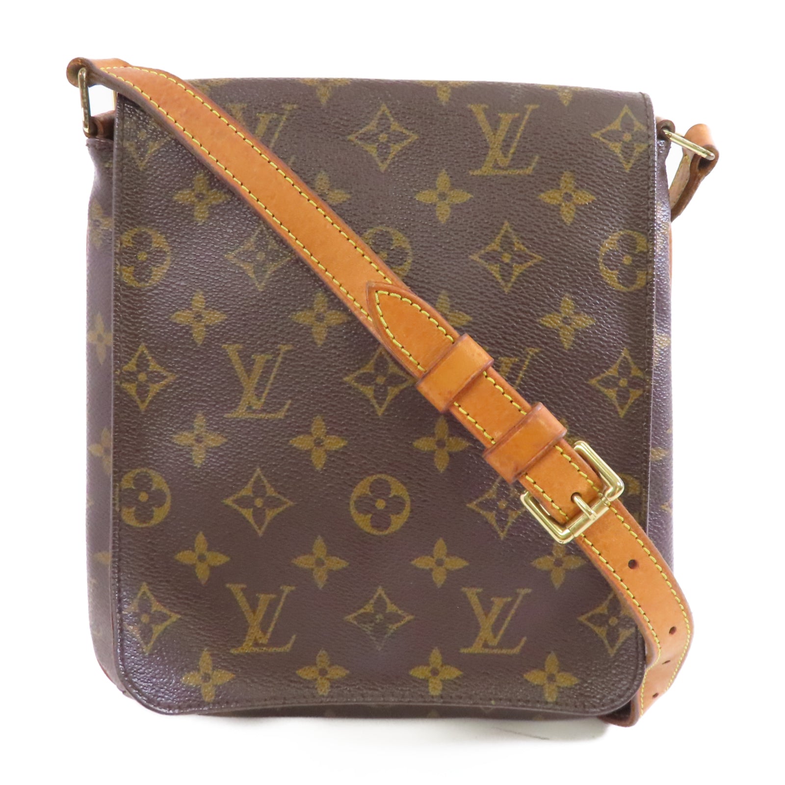 LOUIS VUITTON Monogram Musette Salsa金扣肩背袋棕色