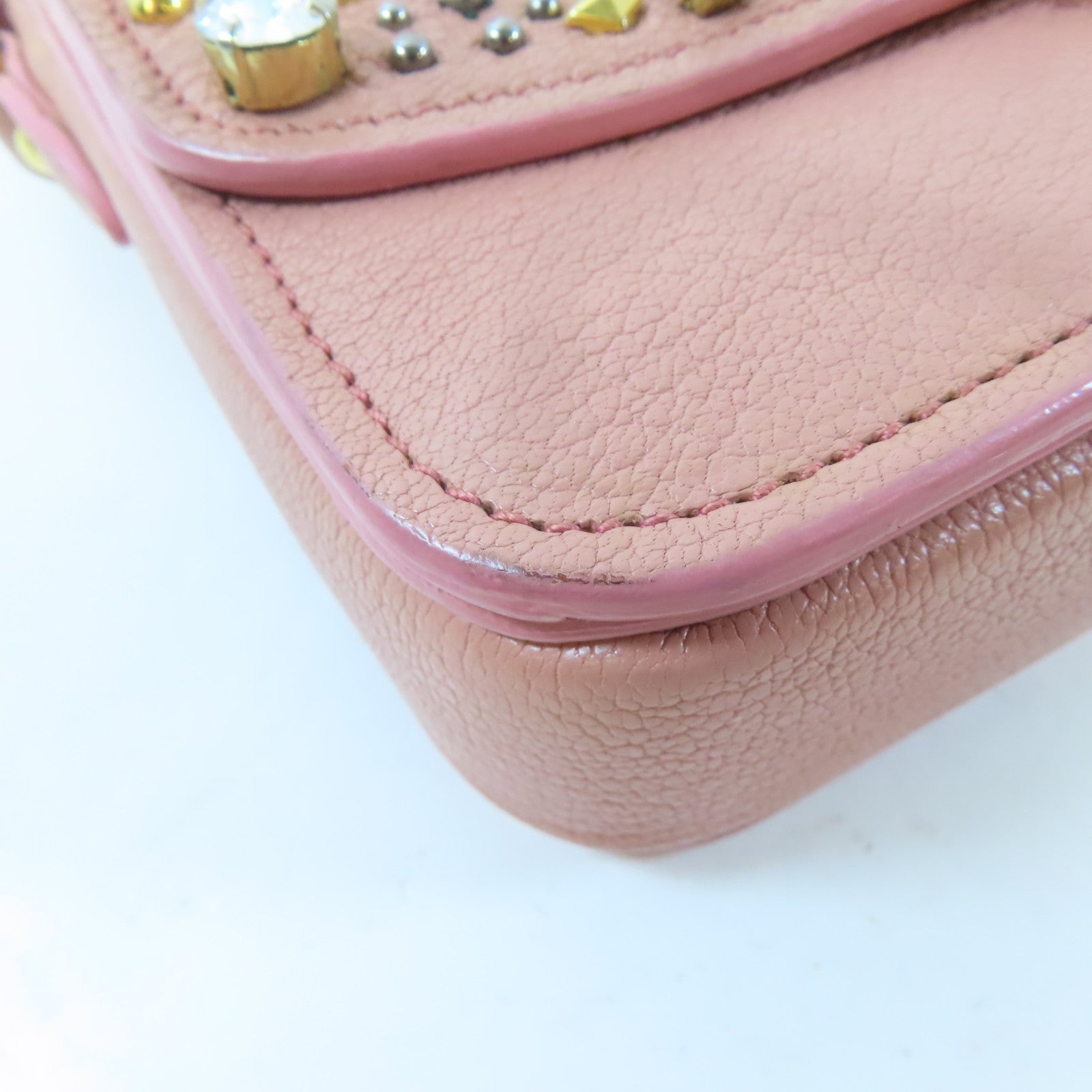 Miu Miu 牛皮皮革2 Way Shoulder Bag金扣手挽肩背兩用袋粉紅色