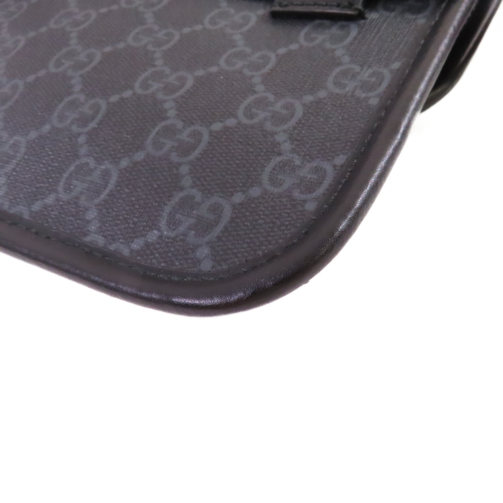 GUCCI 塗層帆布Supreme Belt Bag銀扣肩背腰袋黑色
