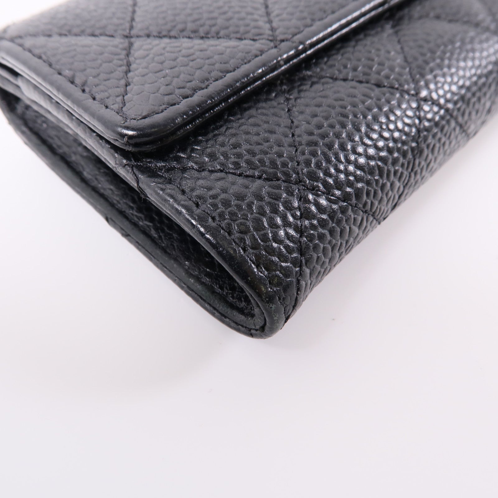 CHANEL 牛皮皮革Card Case金扣卡片套黑色