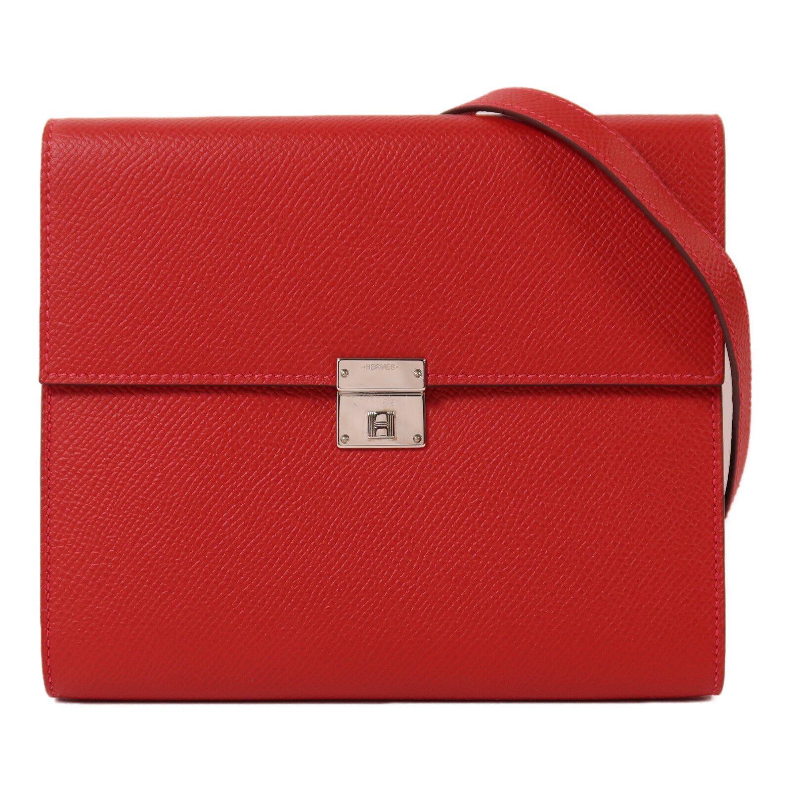 HERMES Epsom皮革Clic 16肩背袋Rouge Casaque