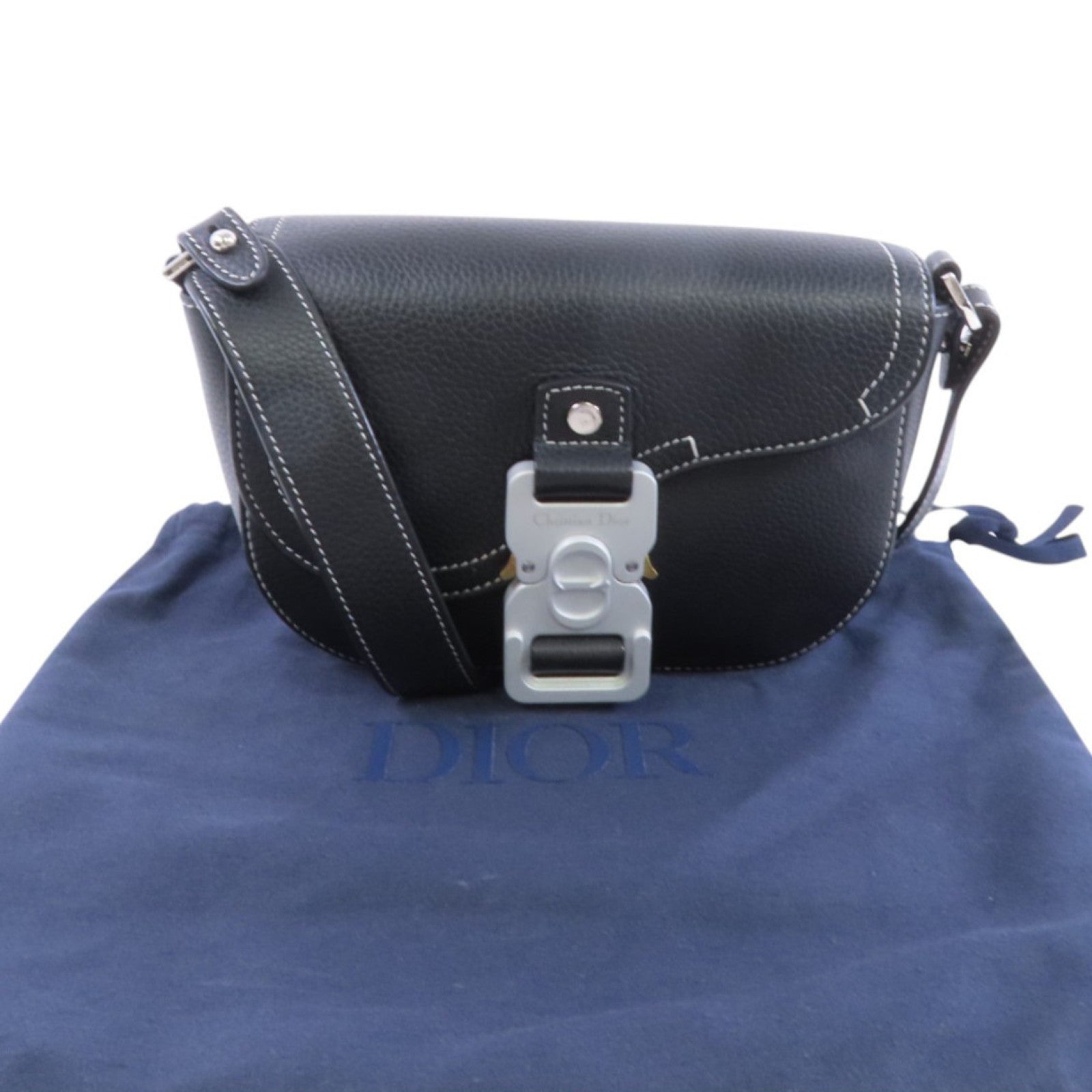 Dior 牛皮皮革Mini Saddie銀扣肩背袋